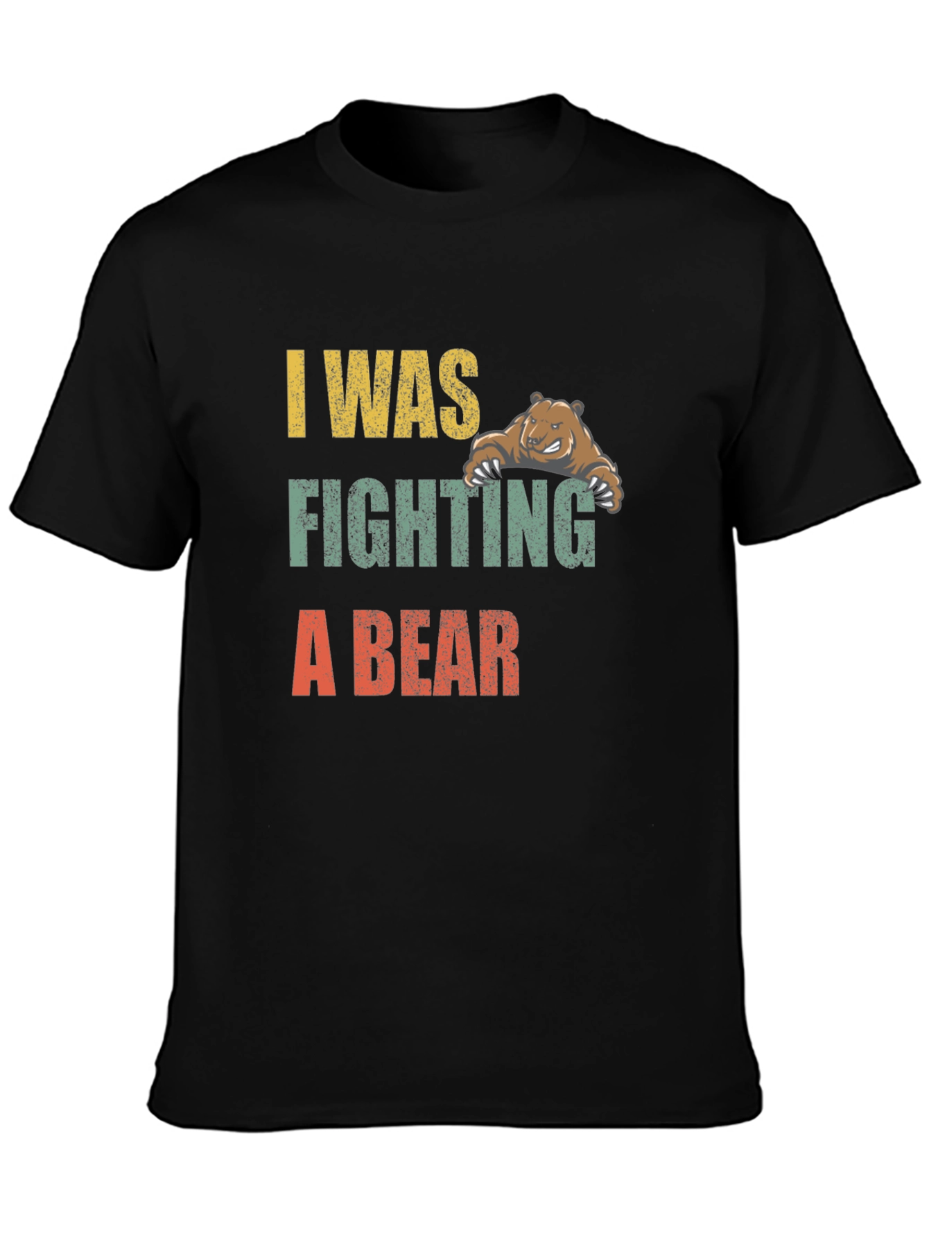 Black I Was Fighting A Bear Graphic T-Shirt view 3