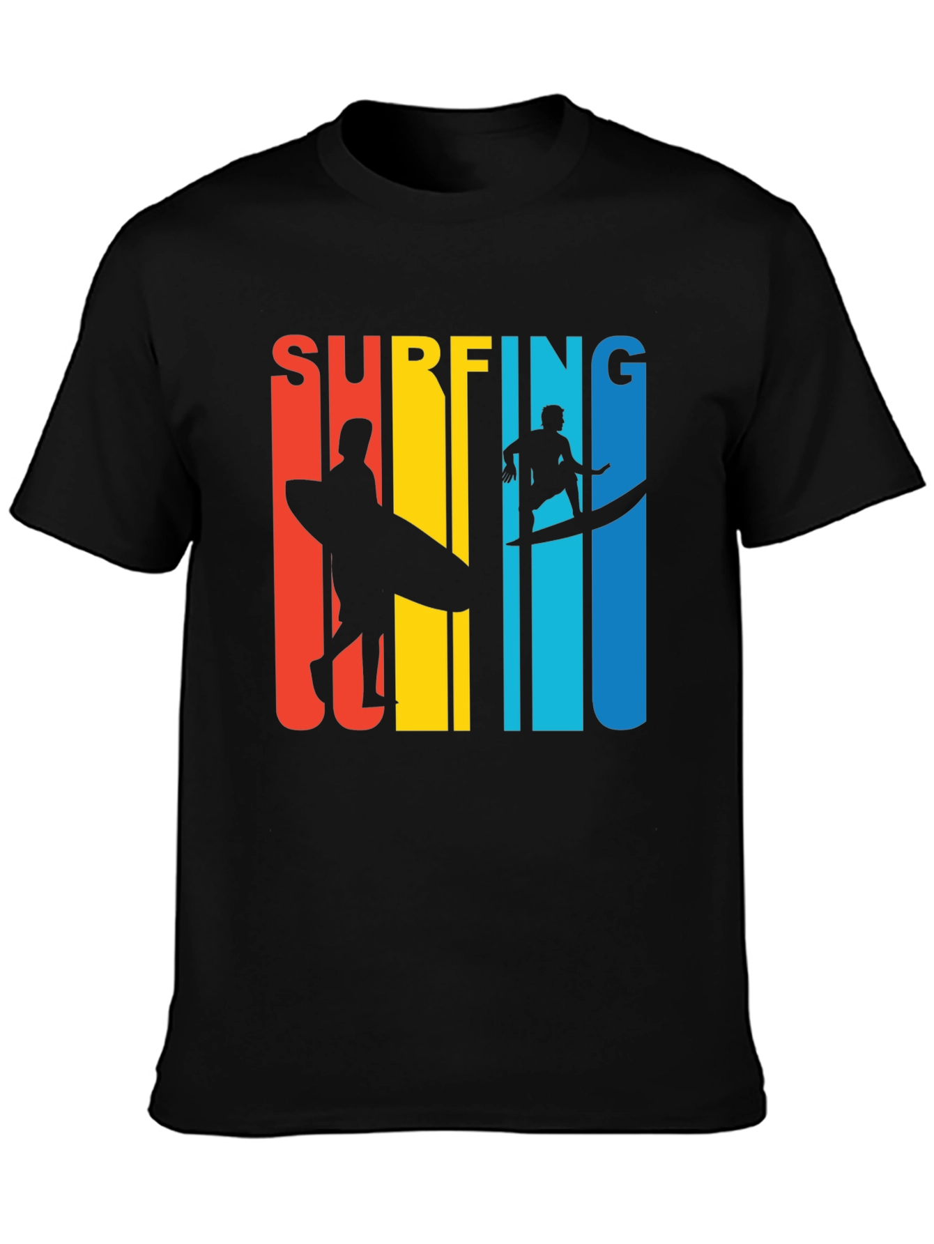 Black Surfing Graphic T-Shirt - Retro Style view 3