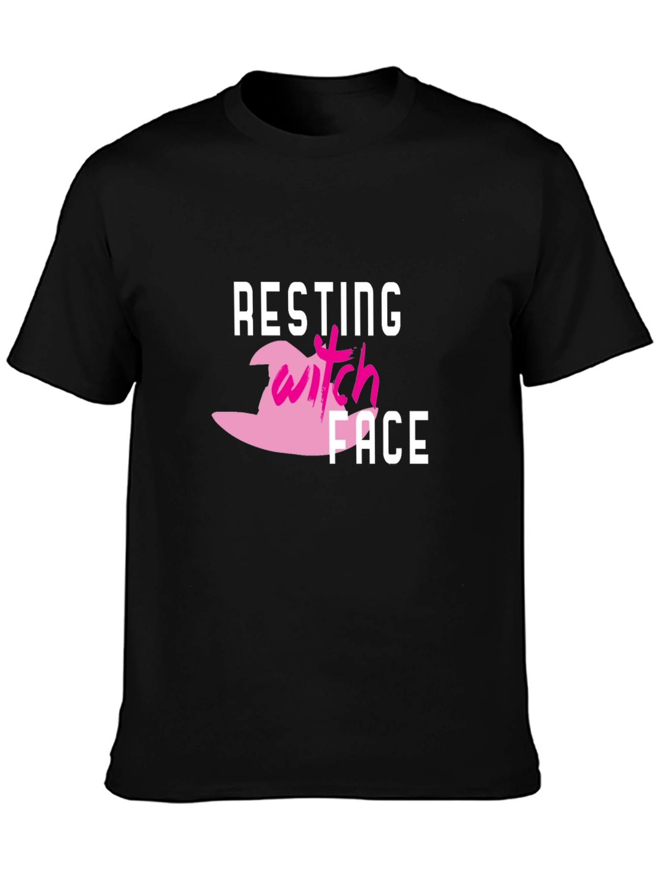 Black Resting Witch Face Graphic T-Shirt - Halloween Tee view 3