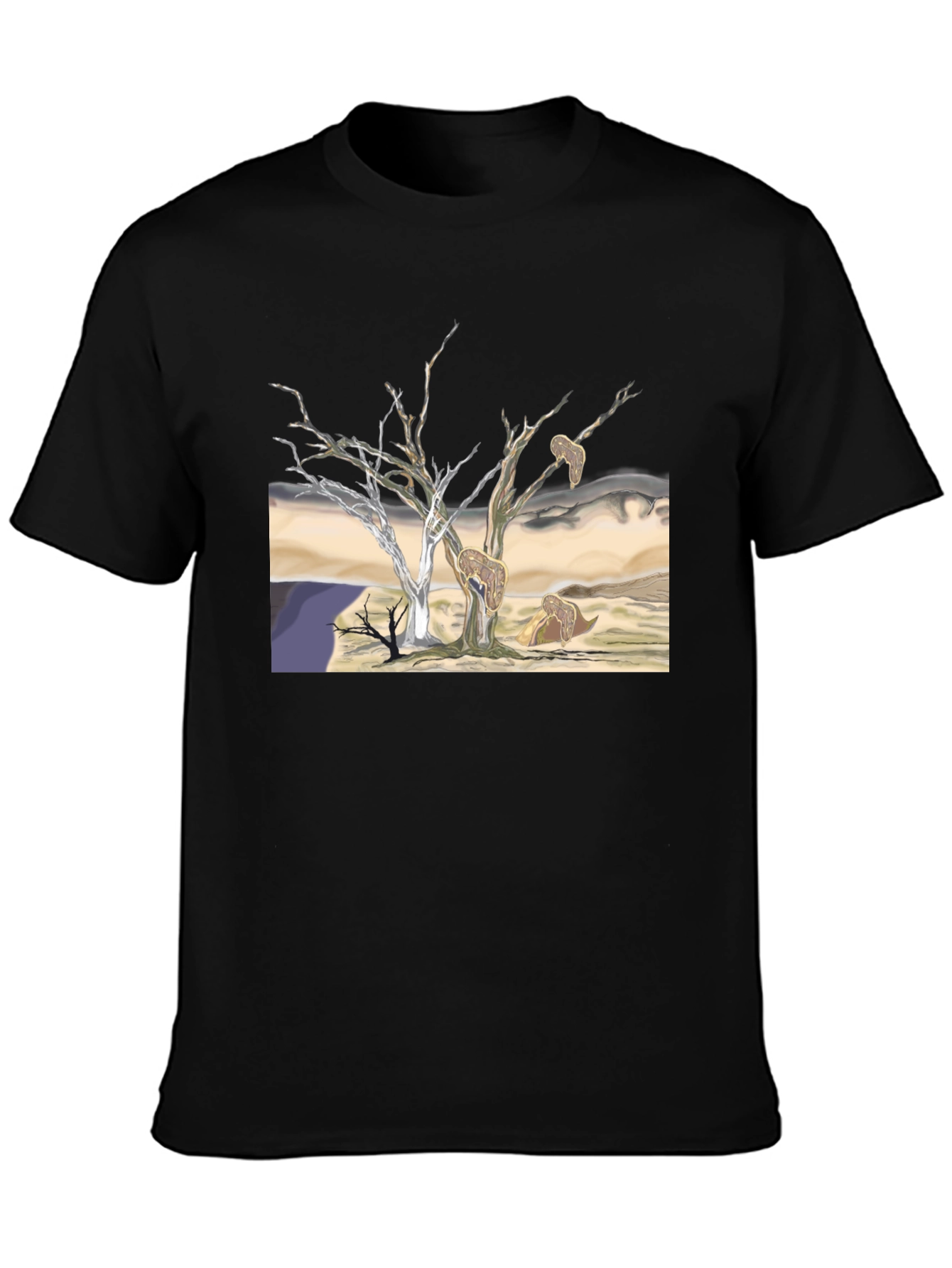 Black Unique Graphic Tee - Surreal Desert Landscape view 3