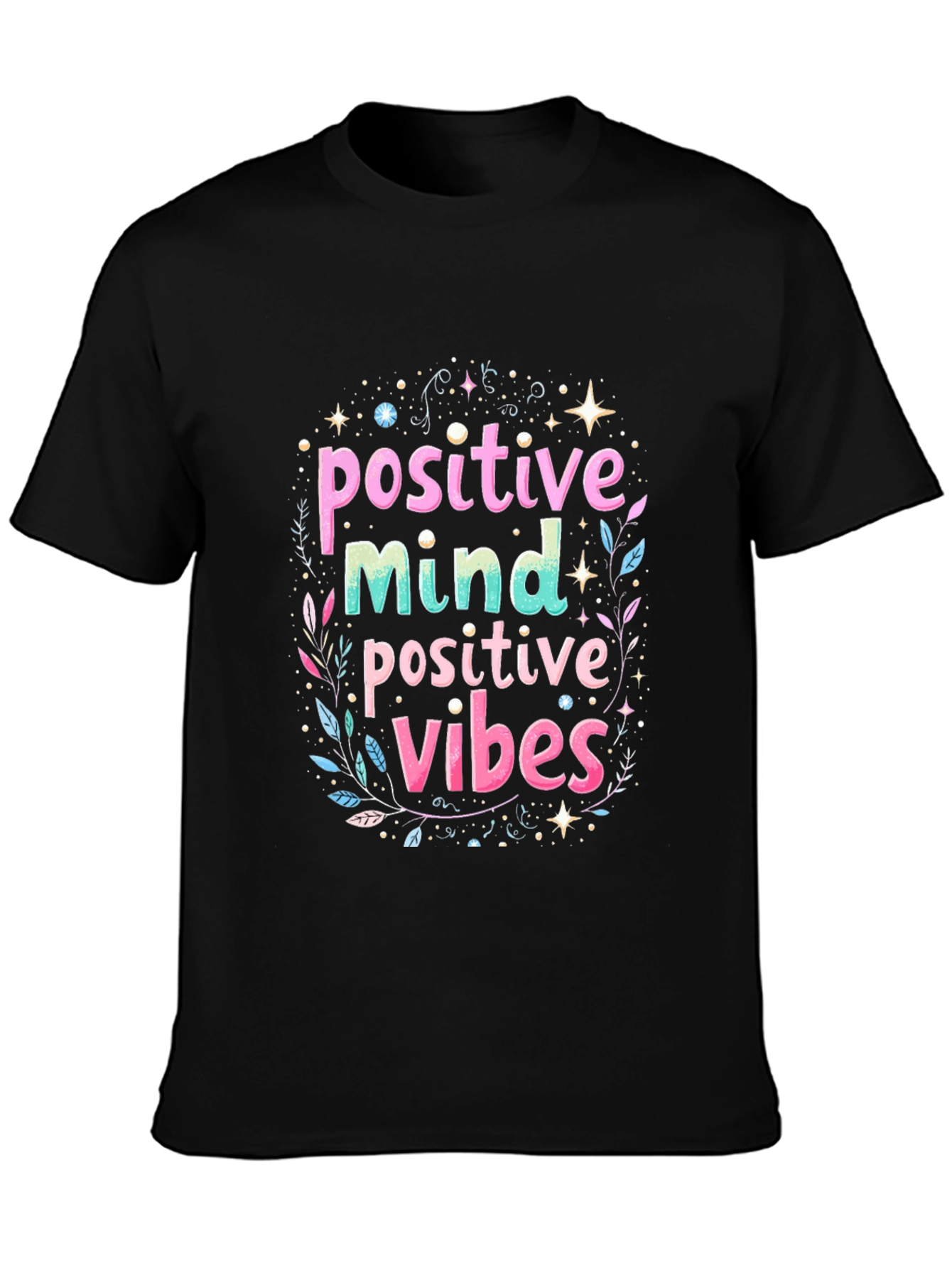 Black Positive Mind Positive Vibes Black Tee view 3
