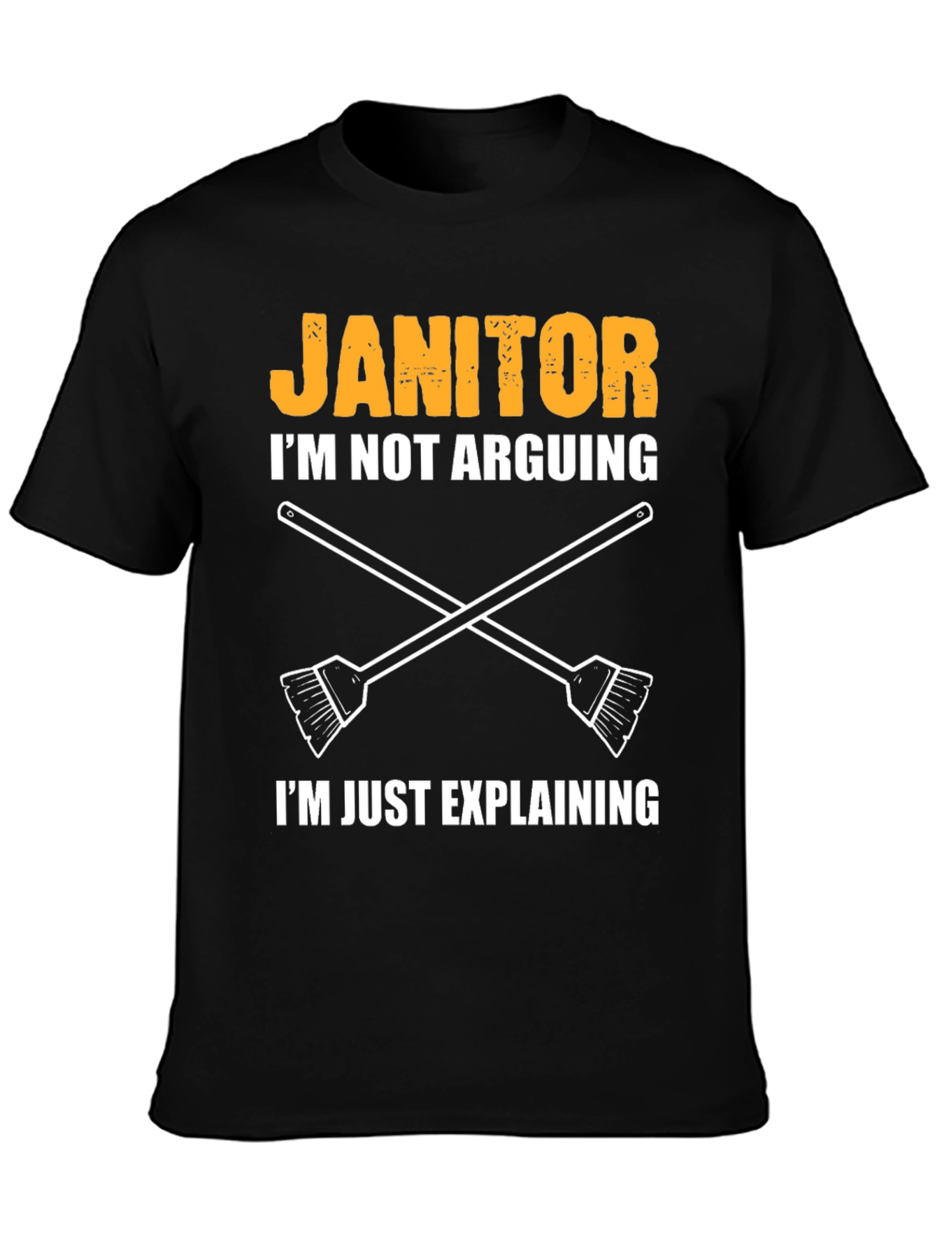 Black Janitor Explaining T-Shirt - Funny Cleaning Crew Apparel view 3