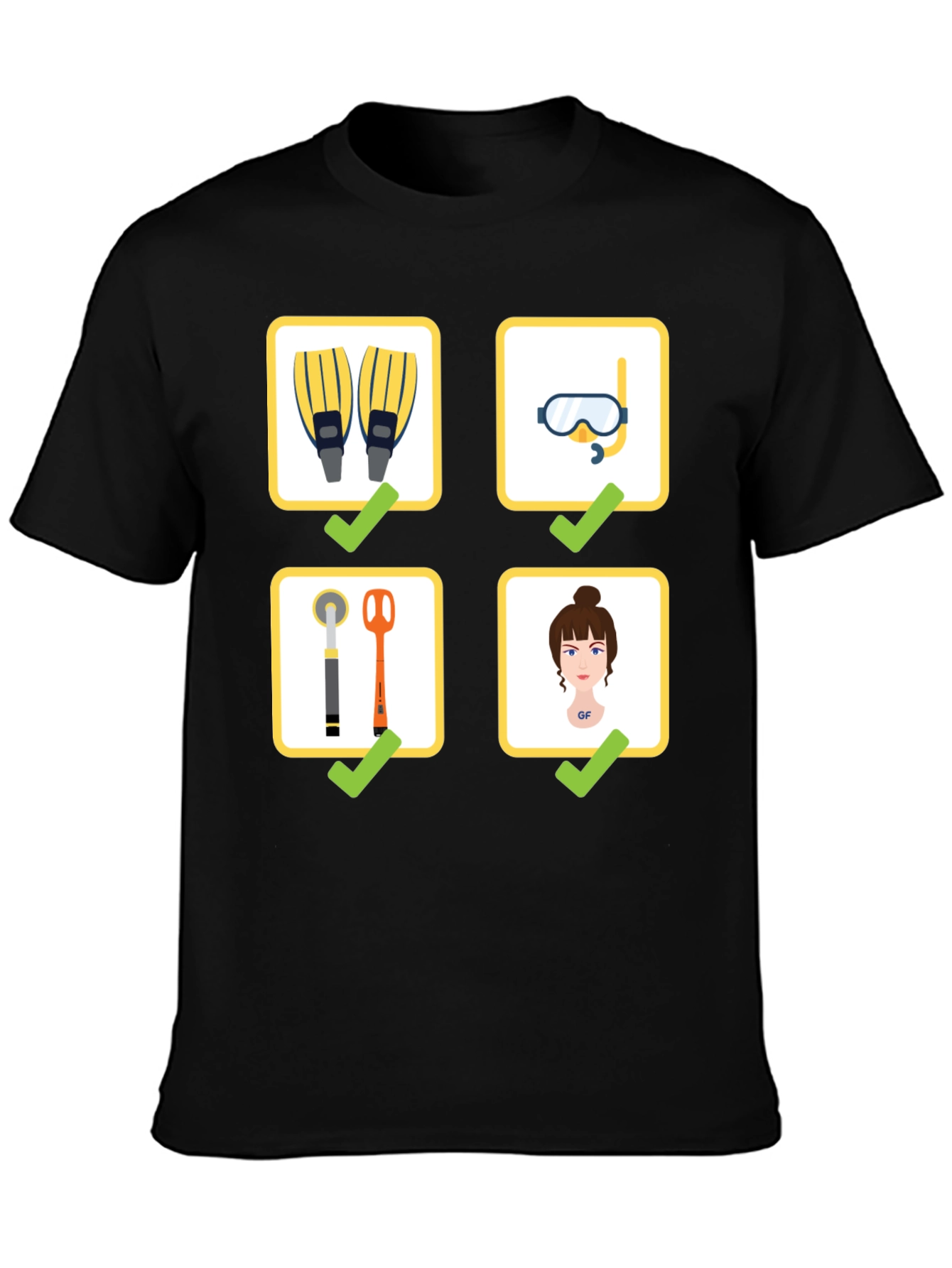 Black Diving Checklist T-Shirt - Dive Essentials Tee view 3