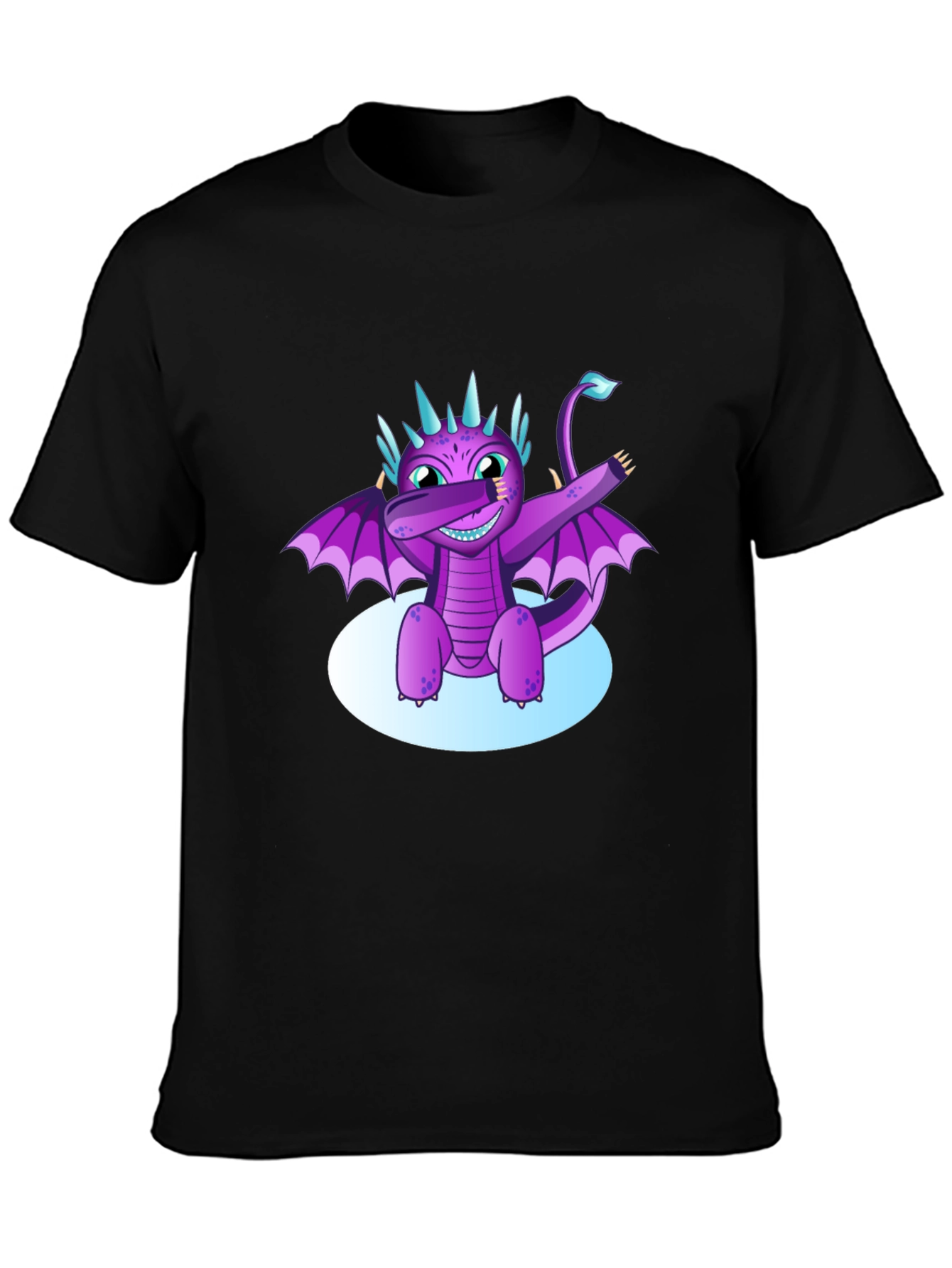 Black Dabbing Dragon Graphic Tee - Cool Black T-Shirt view 3