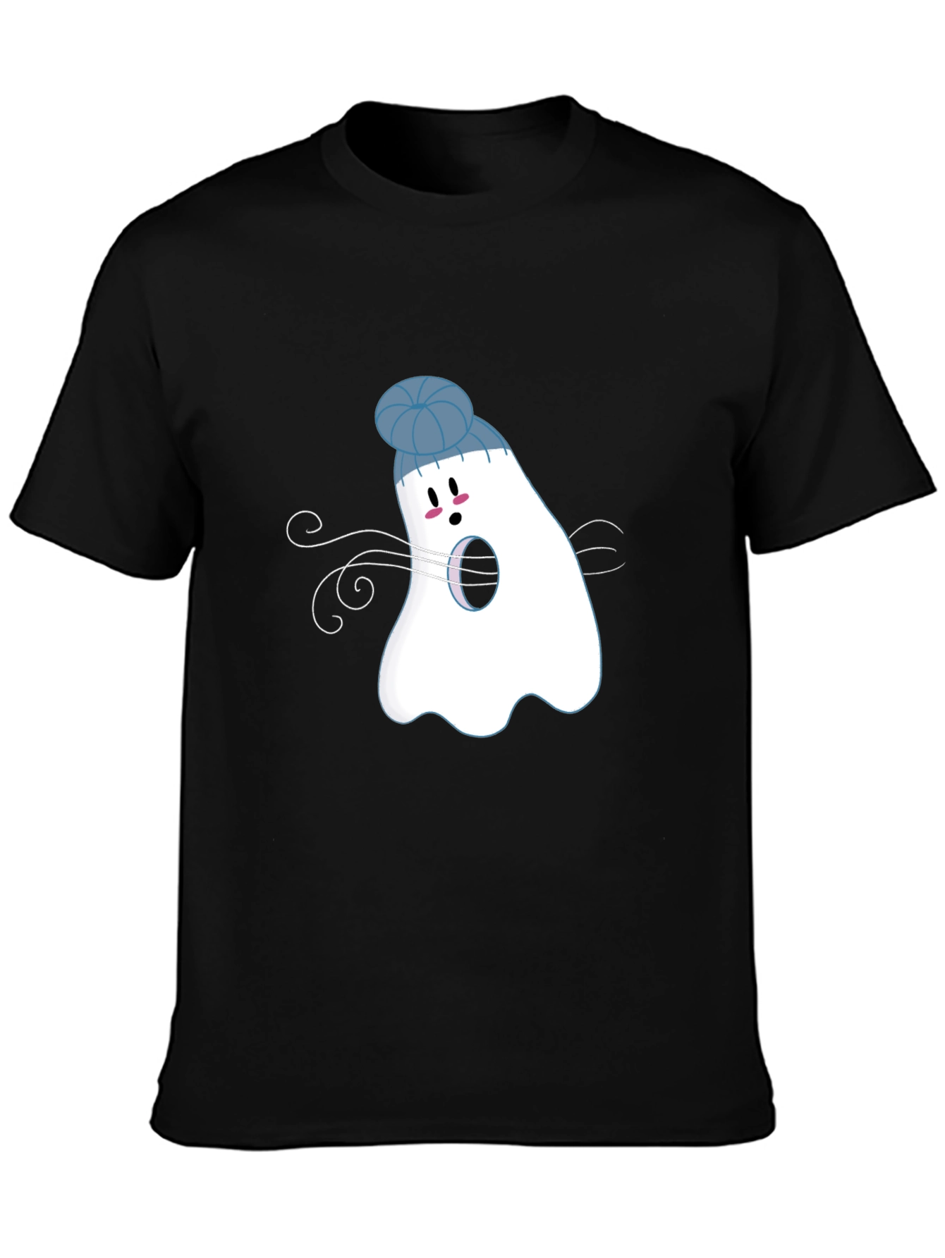 Black Ghost with Beanie T-Shirt: Spooky Season view 3