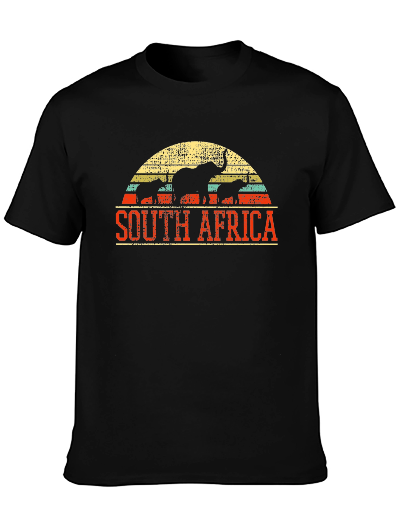 Black South Africa Elephant Graphic Tee - Black Cotton T-Shirt view 3