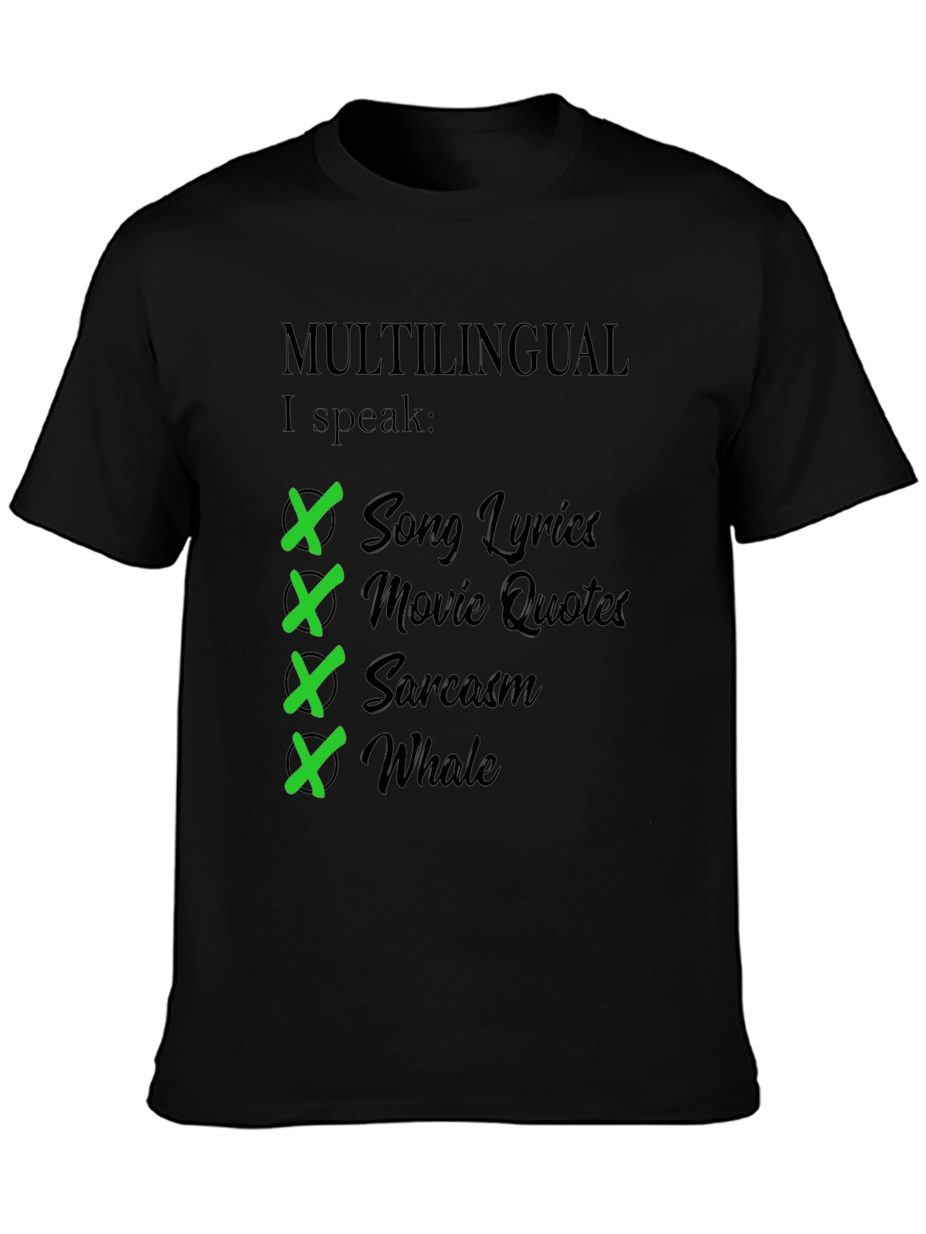 Black Multilingual I Speak T-Shirt - Humorous Gift view 3