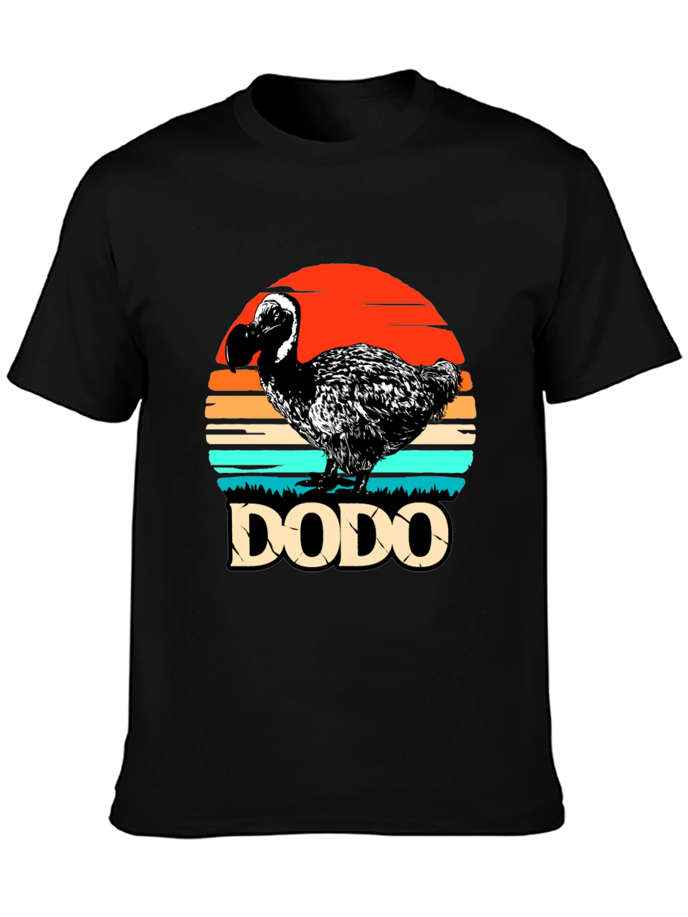 Black Retro Dodo Bird T-Shirt view 3