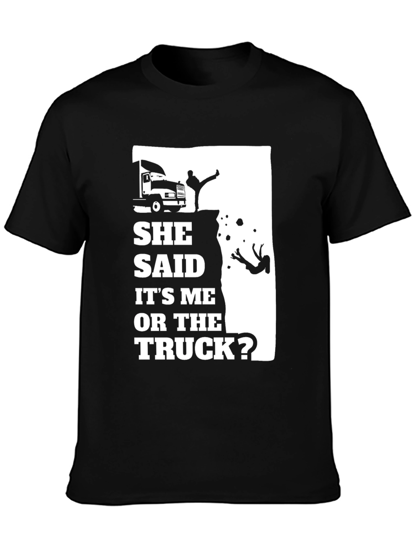 Black Trucker Choice T-Shirt - Funny Cliff Design view 3