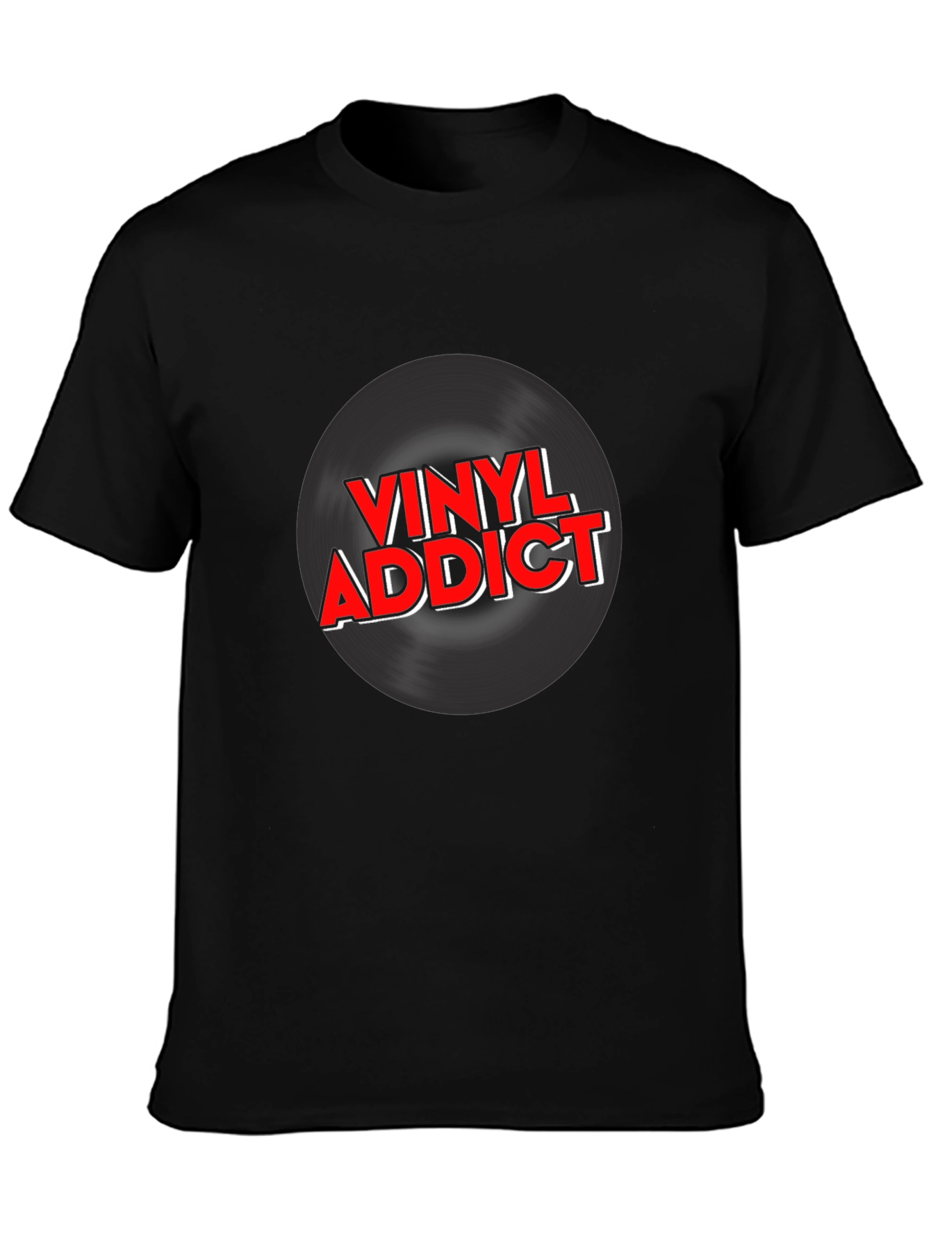 Black Vinyl Addict Graphic T-Shirt - Black view 3