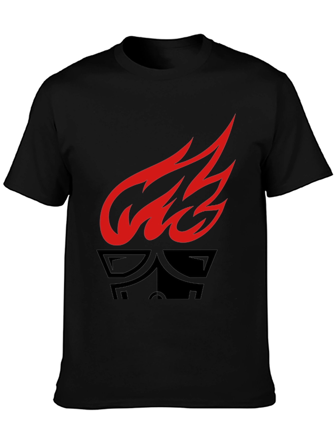 Black Flame & Mask Graphic Tee - Stylish Black Cotton Shirt view 3