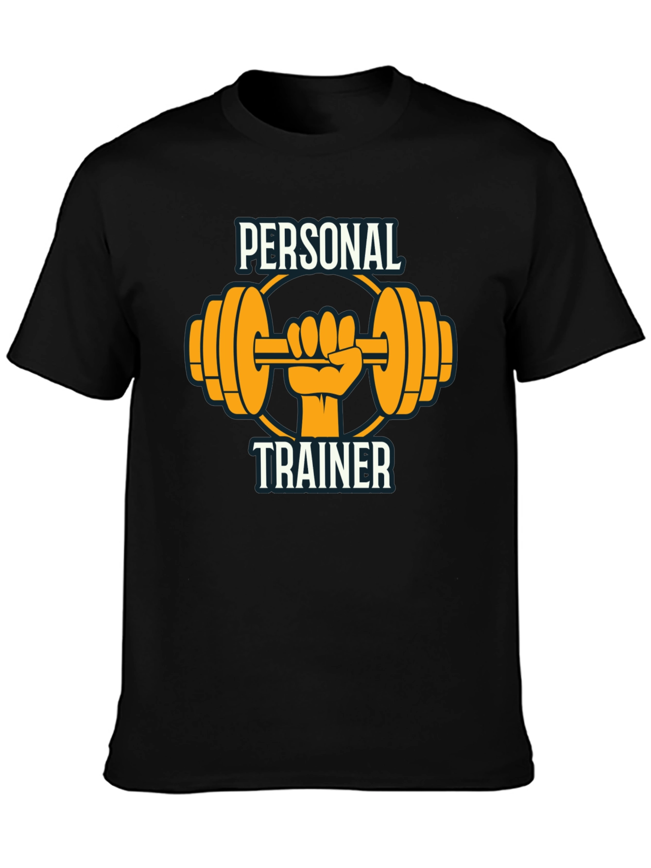 Black Personal Trainer Graphic Tee - Black Cotton Gym Shirt view 3
