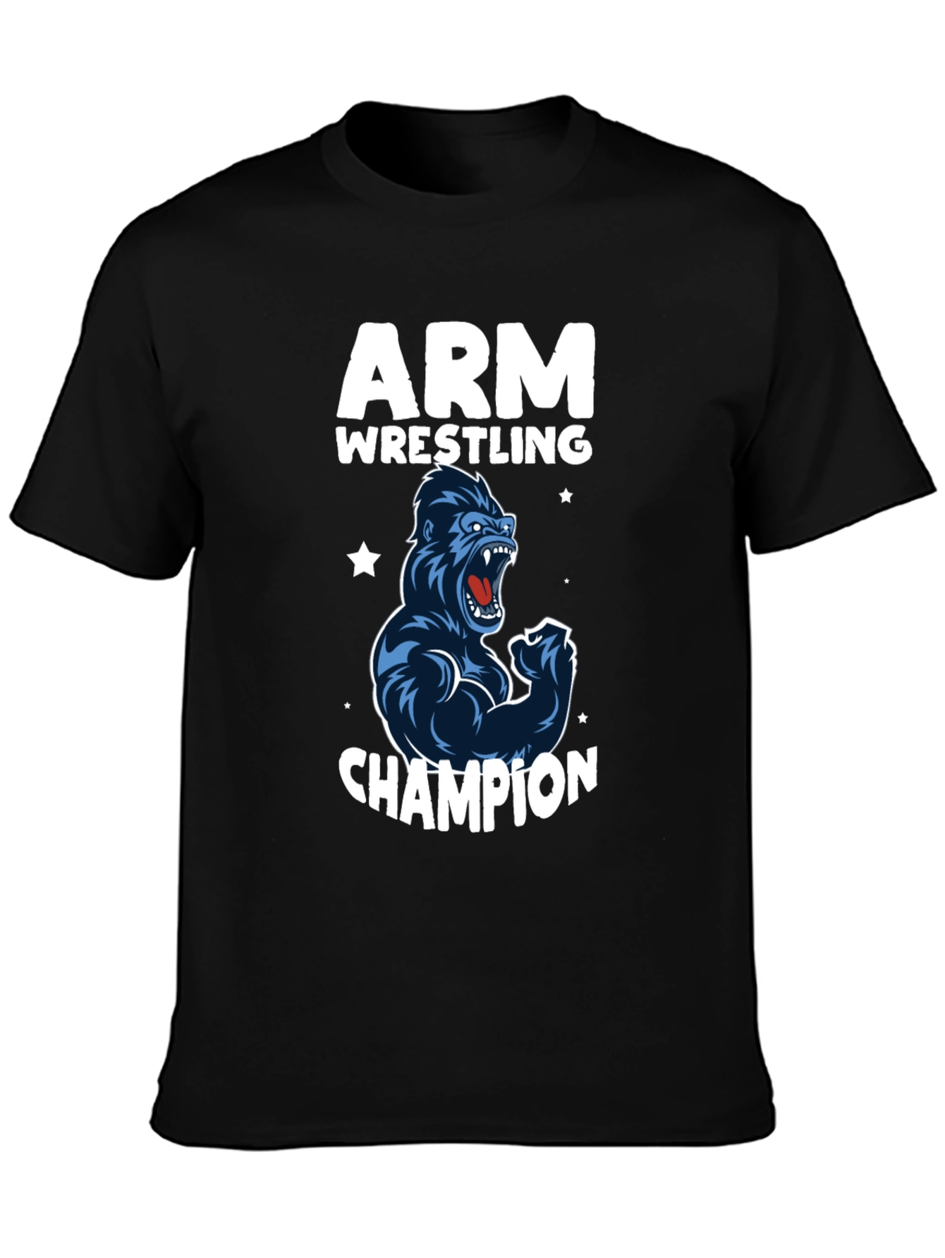 Black Arm Wrestling Champion Gorilla T-Shirt - Black view 3