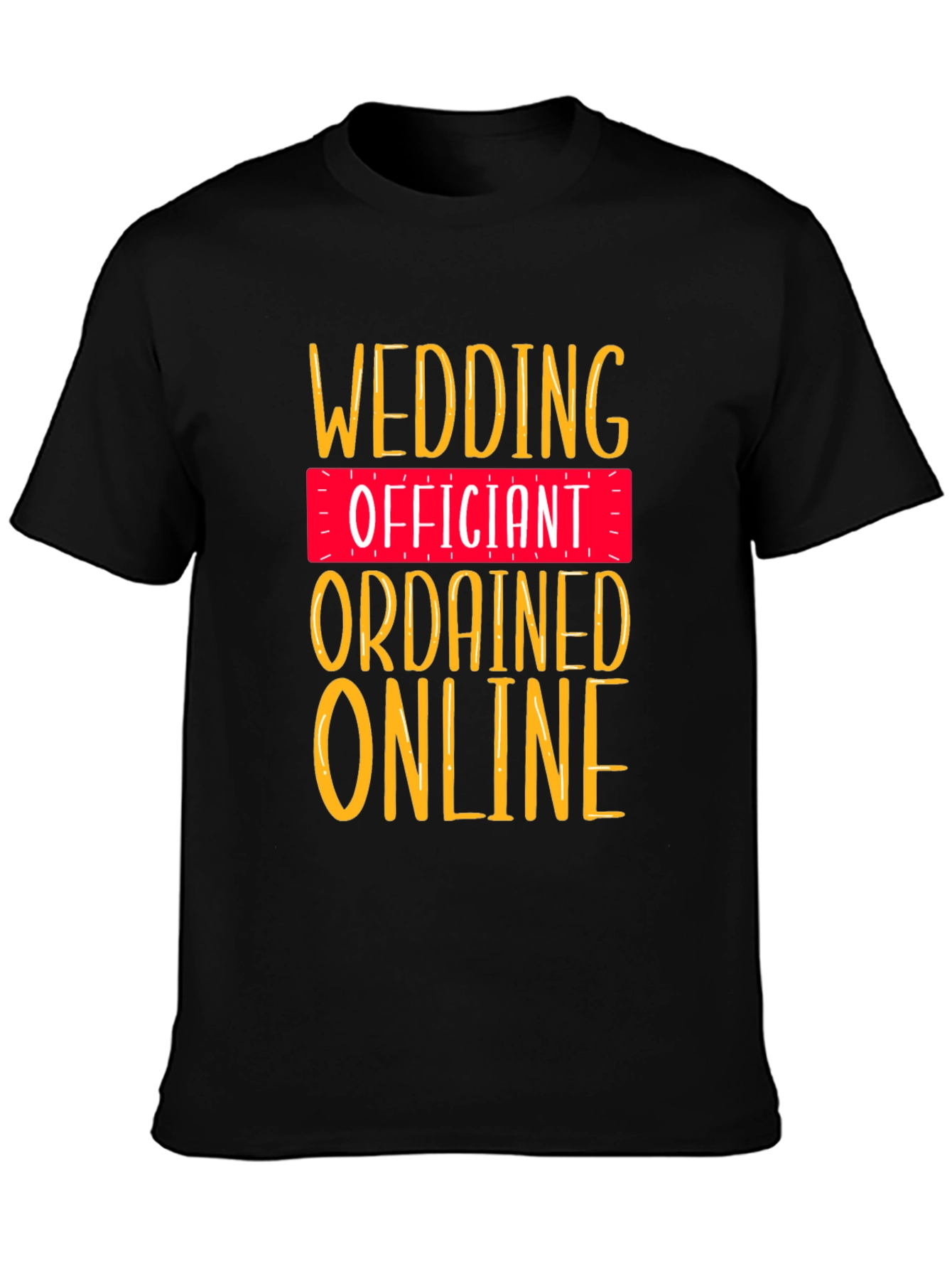 Black Wedding Officiant T-Shirt - Ordained Online view 3