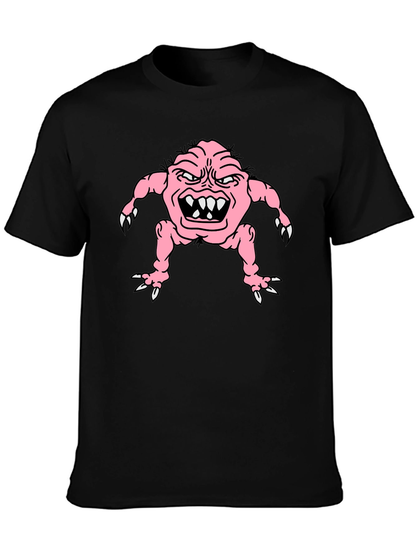Black Cartoon Monster Graphic Tee - Black view 3