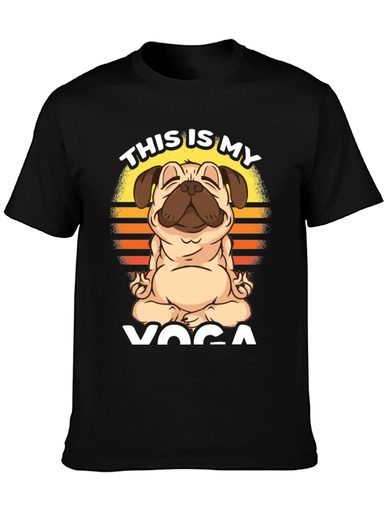 Black Pug Yoga T-Shirt - This is My Yoga view 3