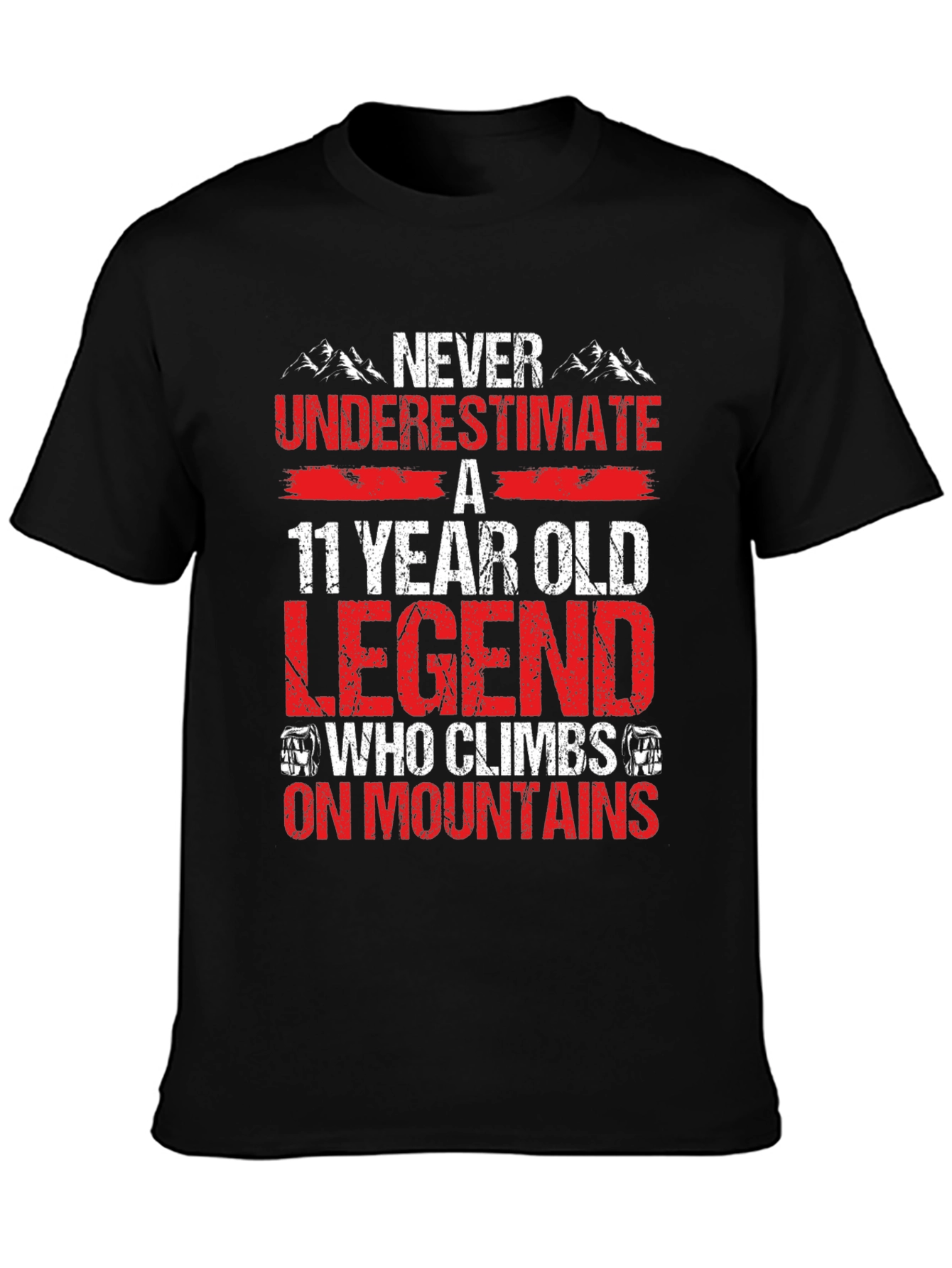 Black 11 Year Old Legend T-Shirt: Climbs Mountains view 3