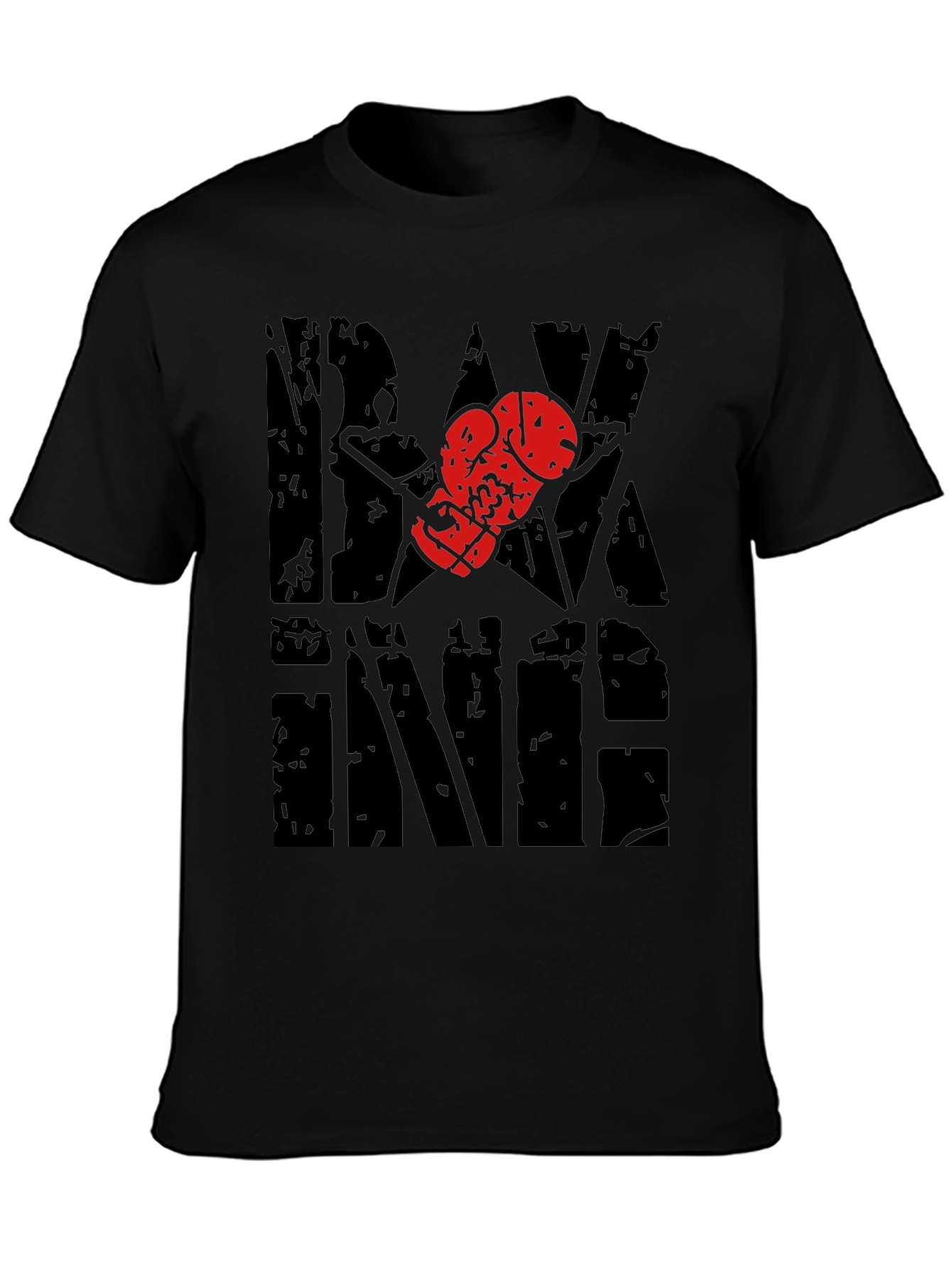 Black Boxing T-Shirt with Glove Graphic view 3