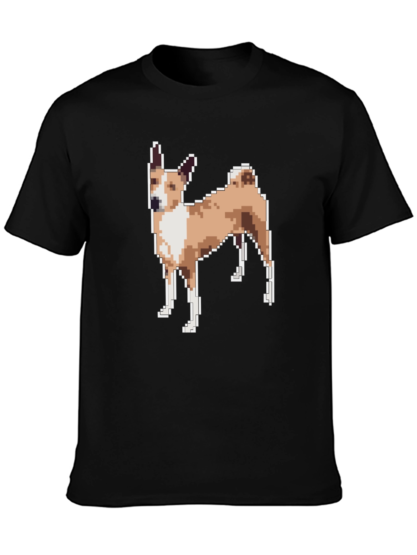 Black Pixelated Dog Graphic Tee - Black Unisex T-Shirt view 3