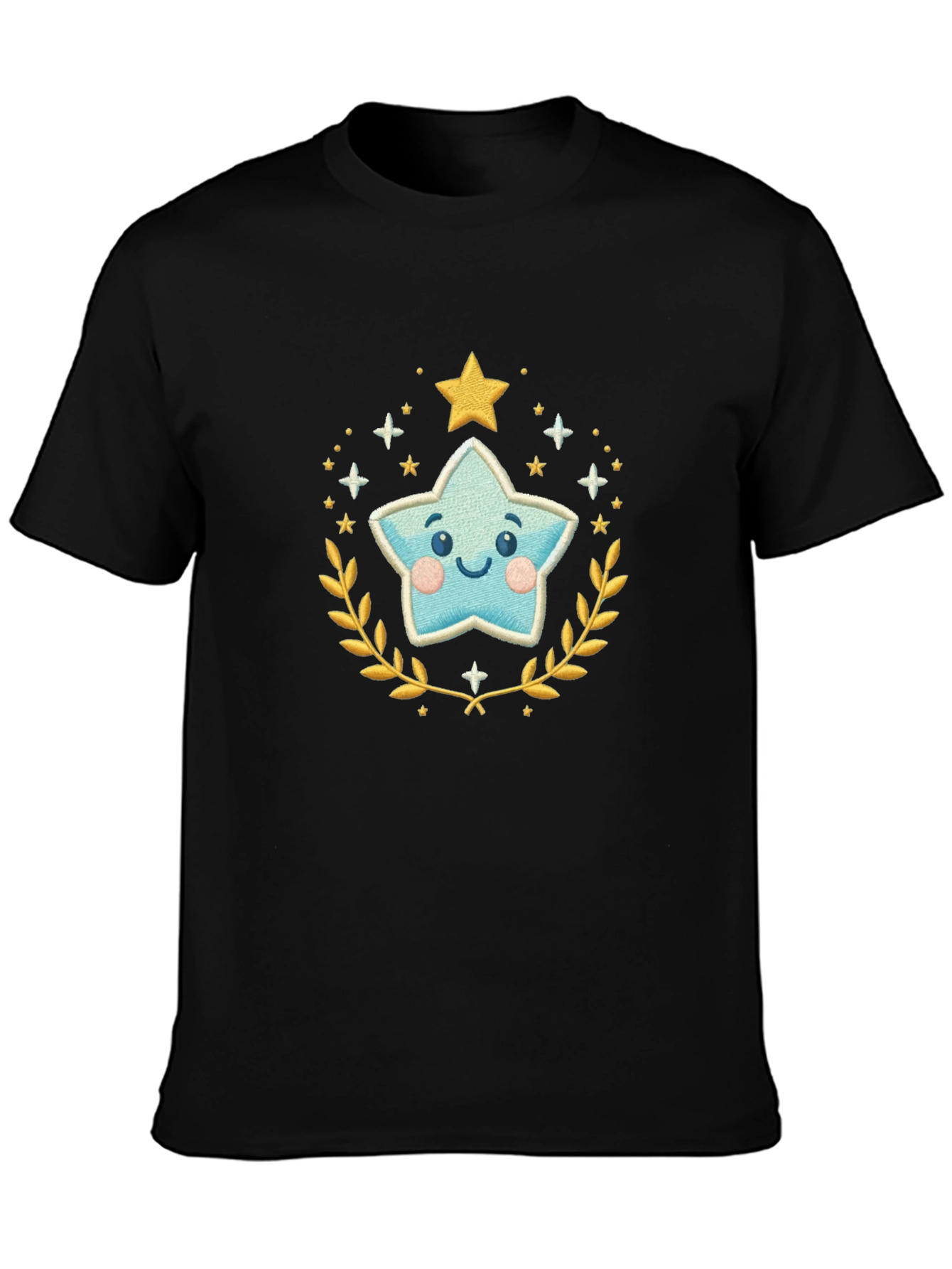 Black Cute Star Graphic Tee - Black Unisex T-Shirt view 3