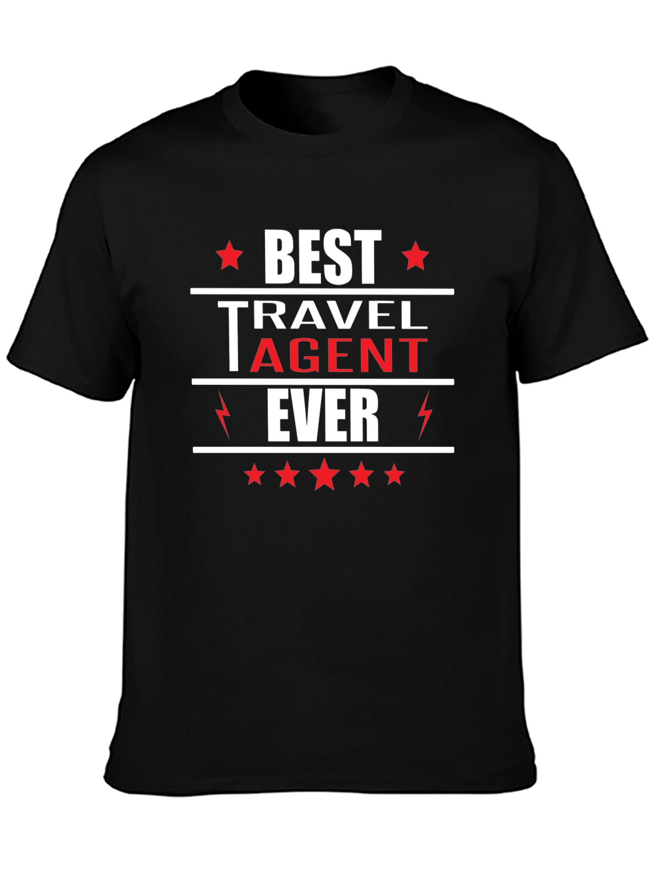 Black Best Travel Agent Ever T-Shirt, Black view 3
