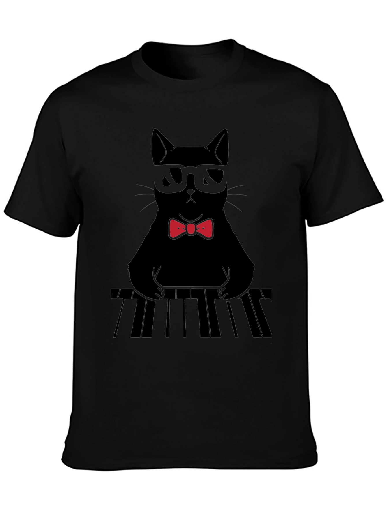 Black Cool Cat Musician T-Shirt view 3