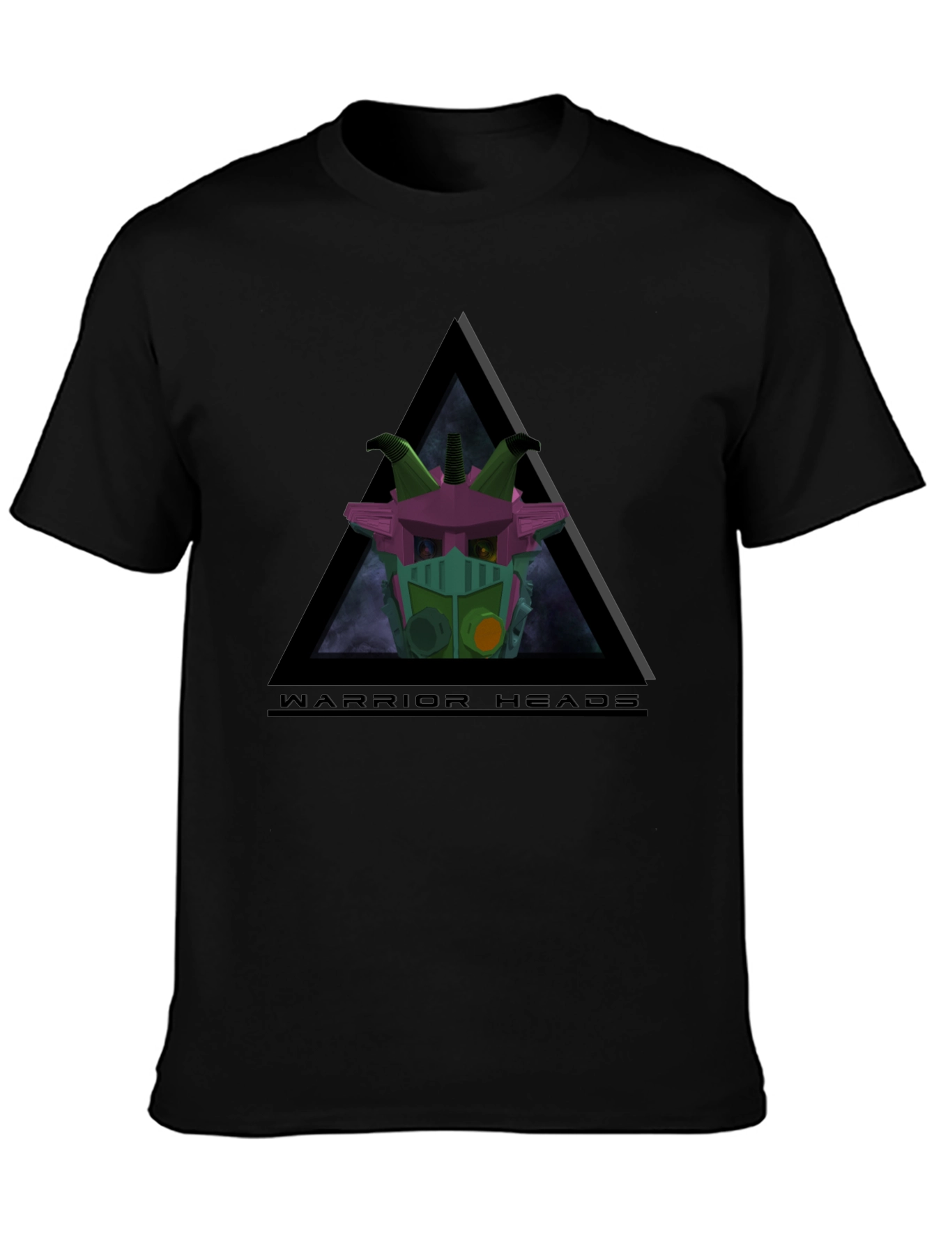 Black Warrior Heads Graphic T-Shirt - Sci-Fi Design view 3