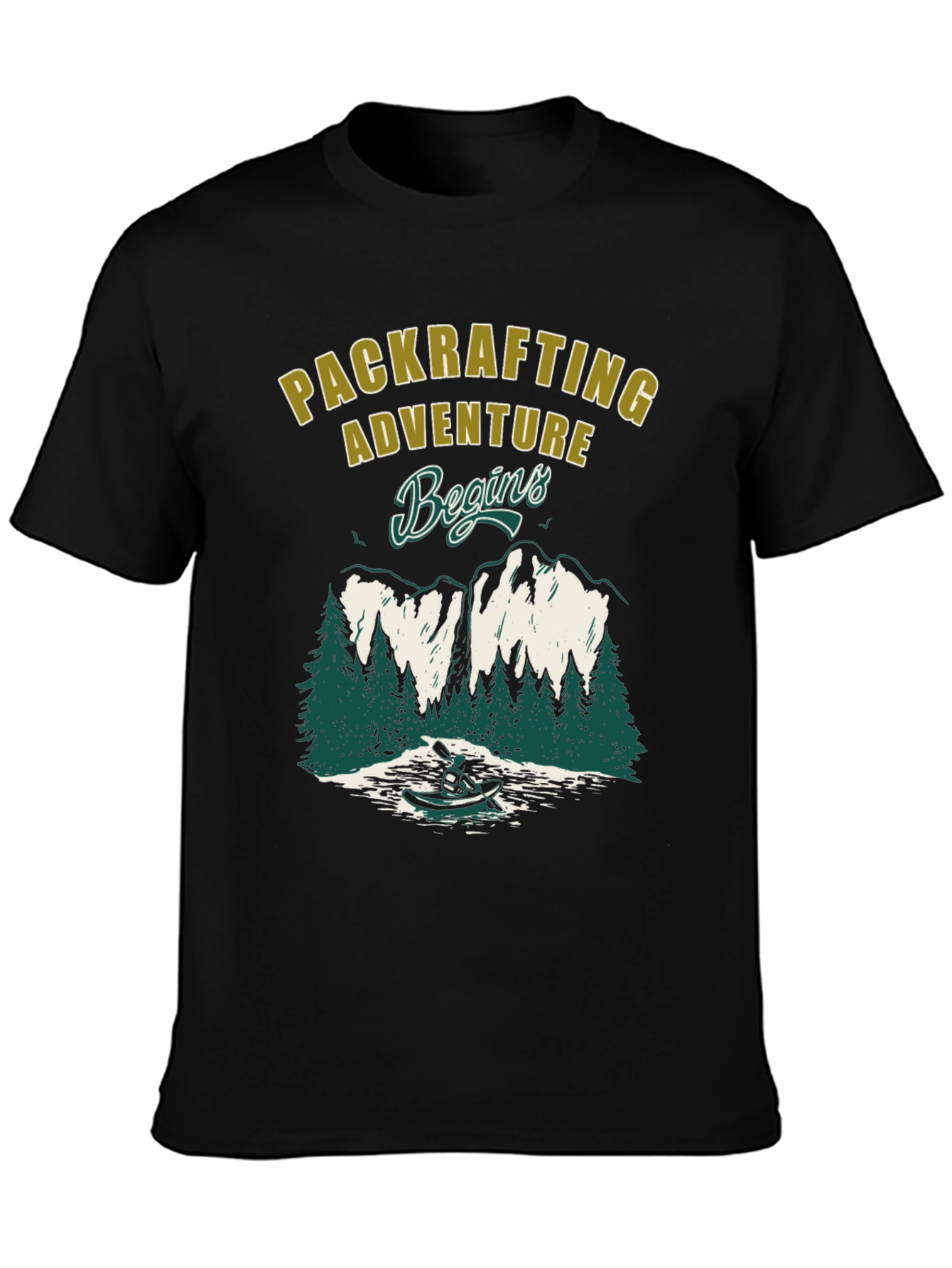Black Packrafting Adventure Begins Black T-Shirt view 3