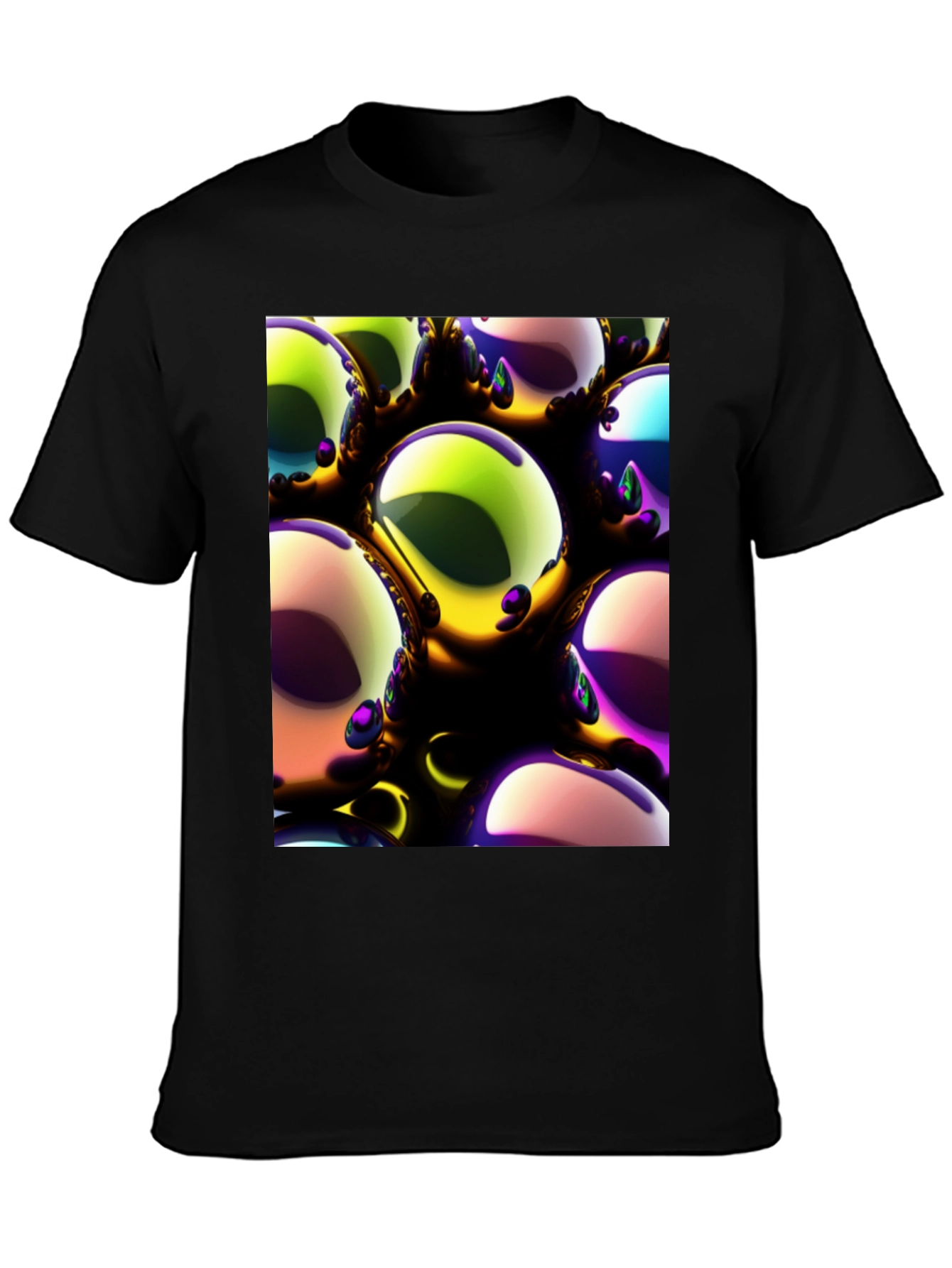 Black Abstract Spheres Graphic Tee view 3