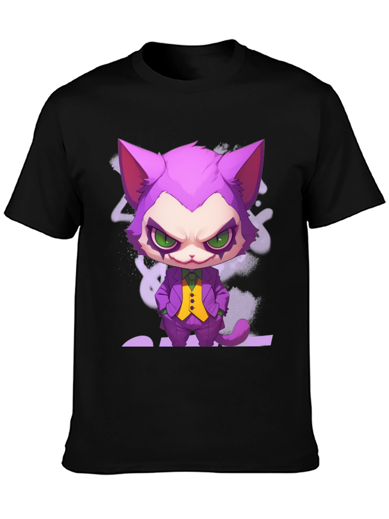 Black Cat Joker Graphic T-Shirt - Unique Design view 3
