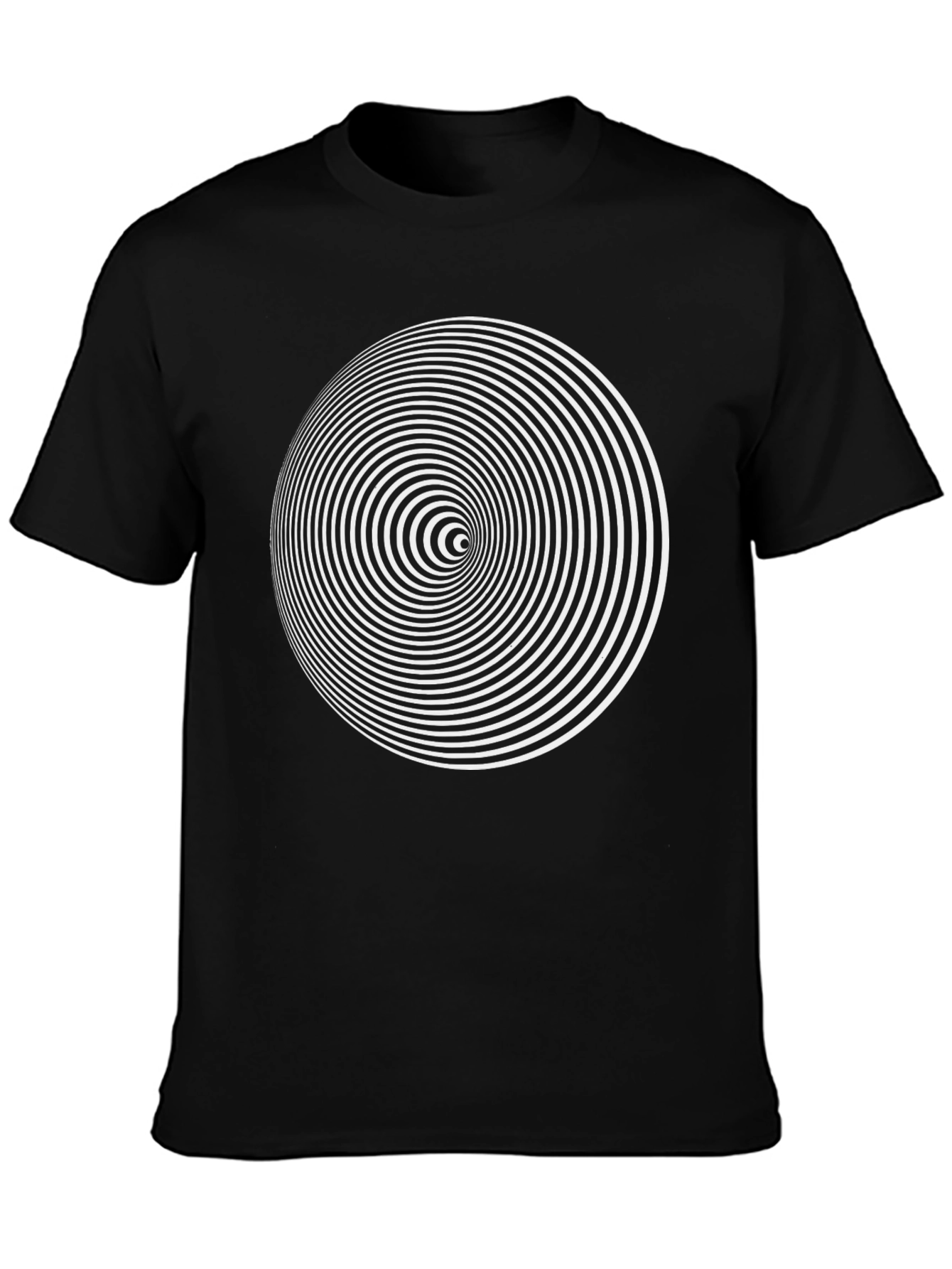 Black Hypnotic Spiral Graphic Print Black T-Shirt view 3