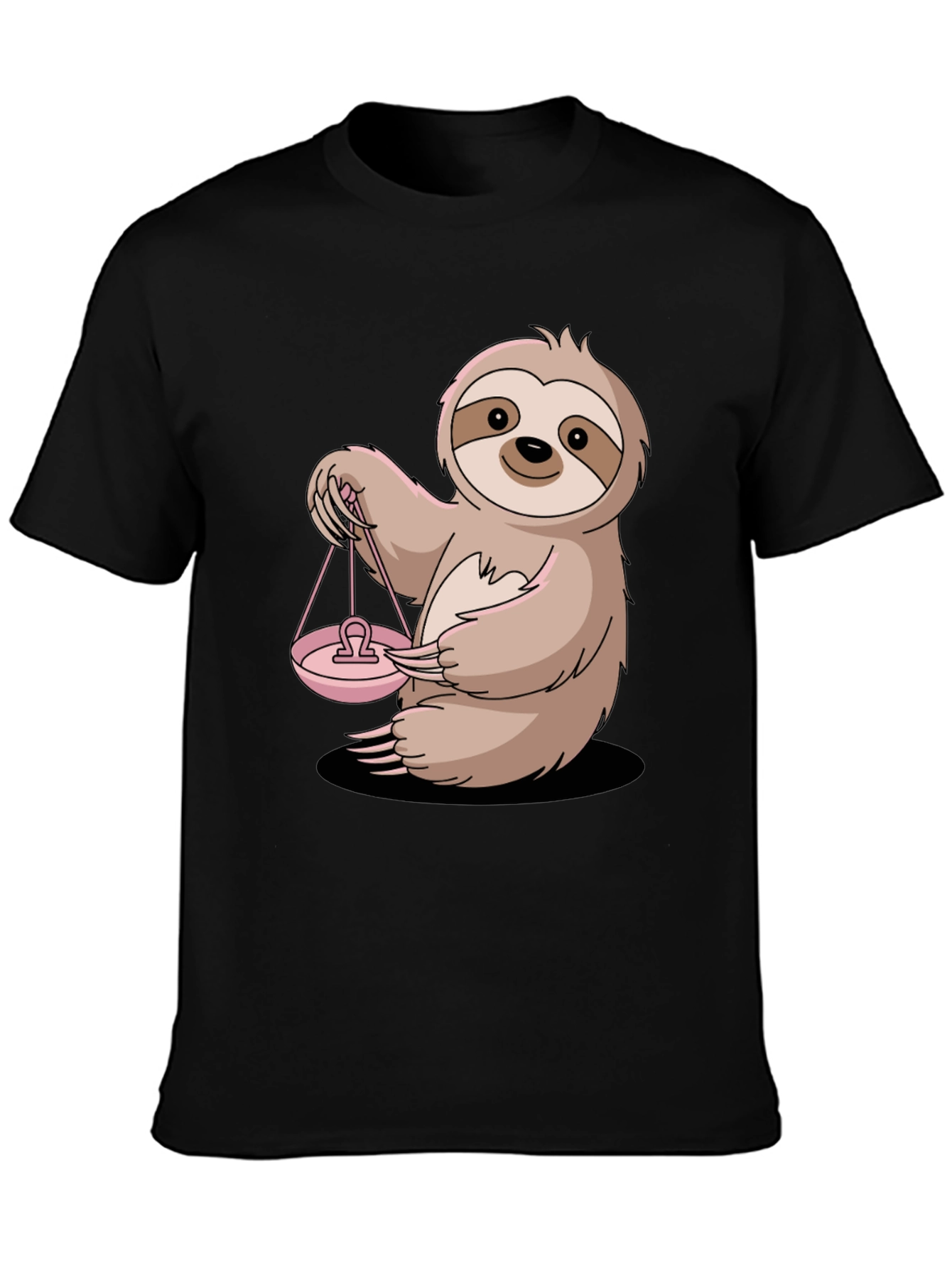 Black Libra Sloth Graphic Tee - Zodiac T-Shirt view 3