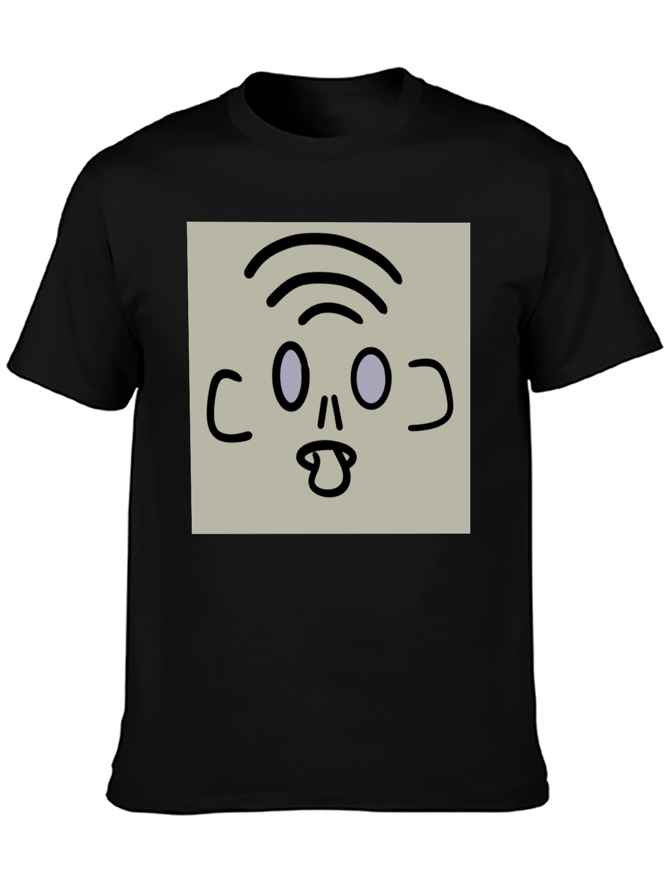 Black Cartoon Face Graphic T-Shirt, Black view 3