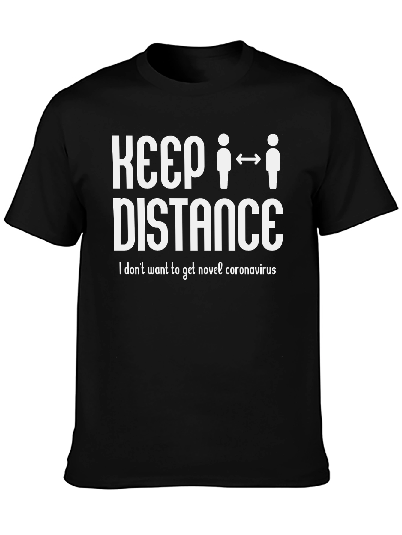 Black Keep Distance Novel Coronavirus Graphic T-Shirt view 3