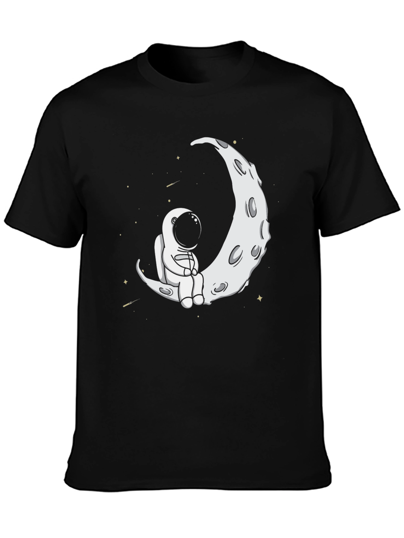 Black Astronaut Moon Graphic Tee - Black Casual Shirt view 3