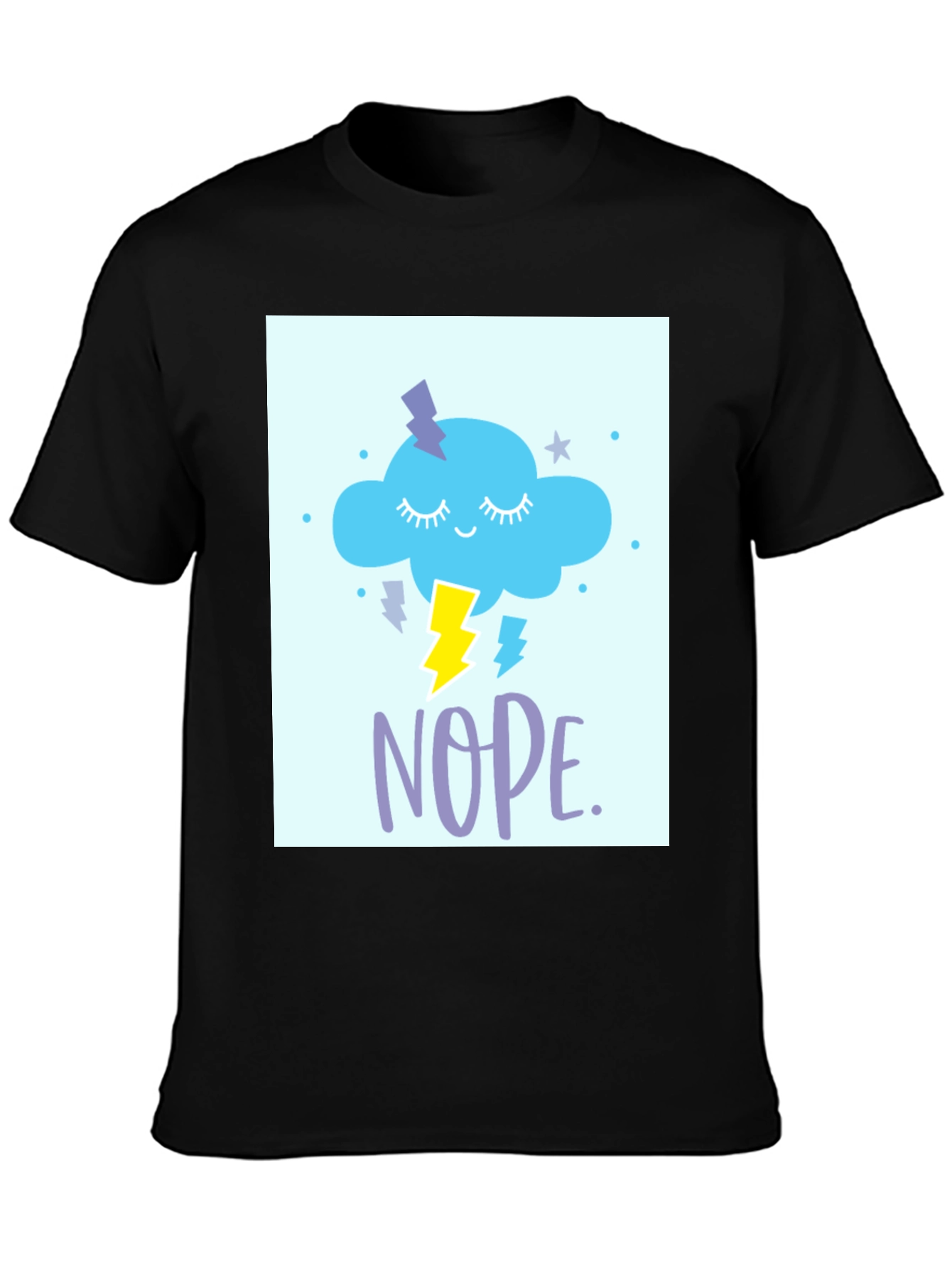 Black Nope Cloud T-Shirt - Weather Humor Tee view 3
