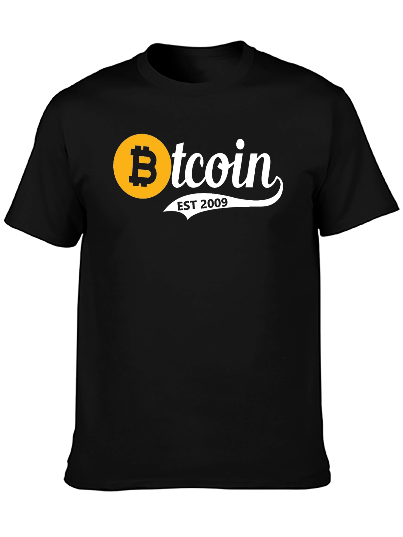 Black Bitcoin EST 2009 Black T-Shirt view 3
