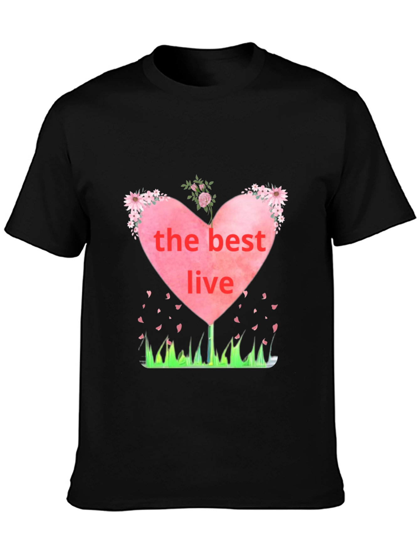 Black The Best Live Heart Graphic Black T-Shirt view 3