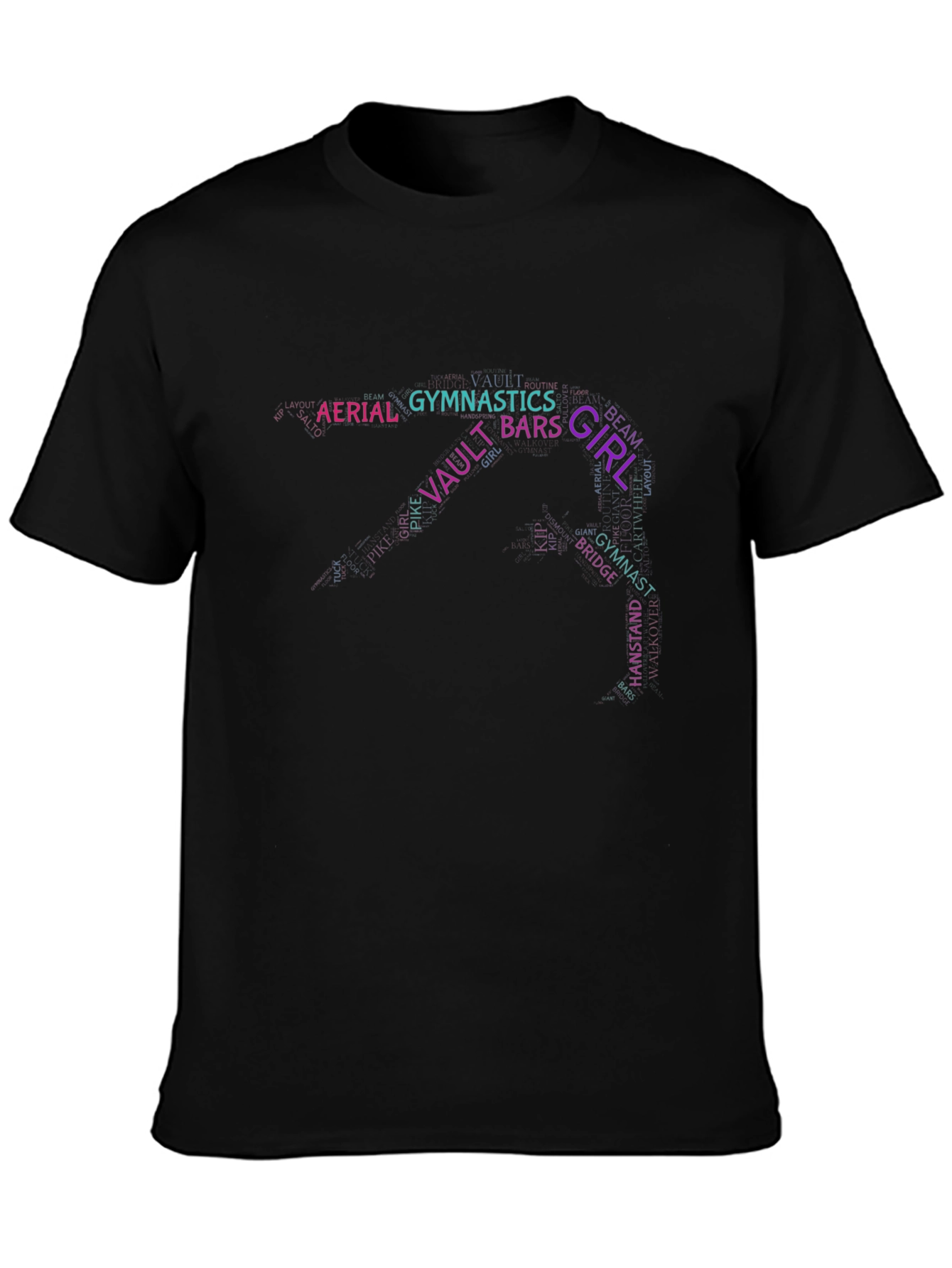Black Gymnastics Word Art T-Shirt view 3