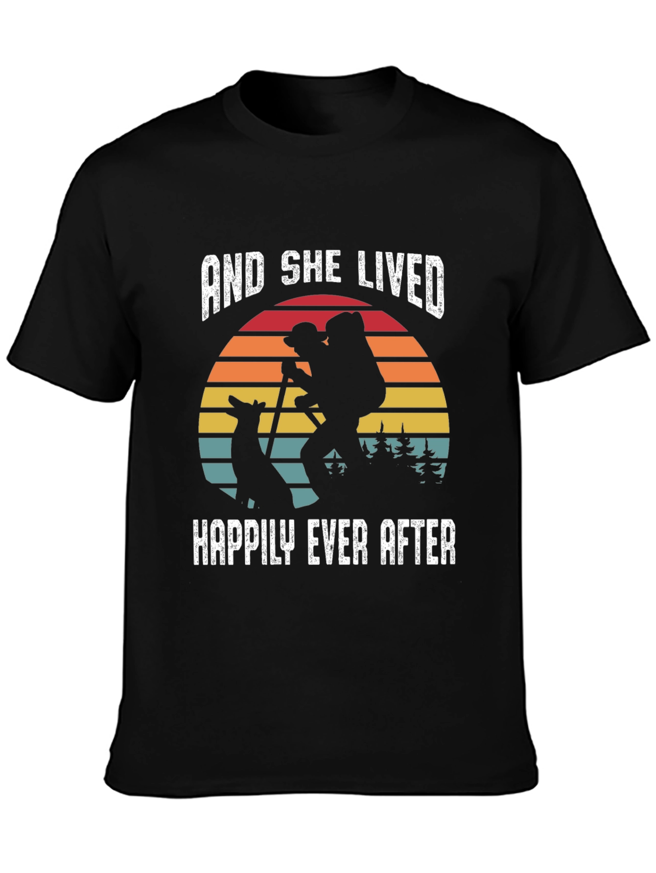 Black She Lived Happily Ever After Hiking T-Shirt view 3