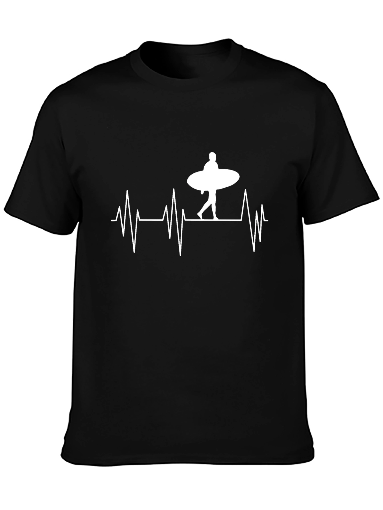 Black Surfing Heartbeat Graphic T-Shirt view 3