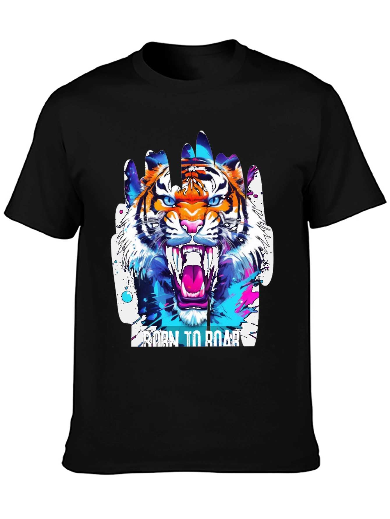 Black Roaring Tiger Graphic Tee - Men's Black T-Shirt view 3
