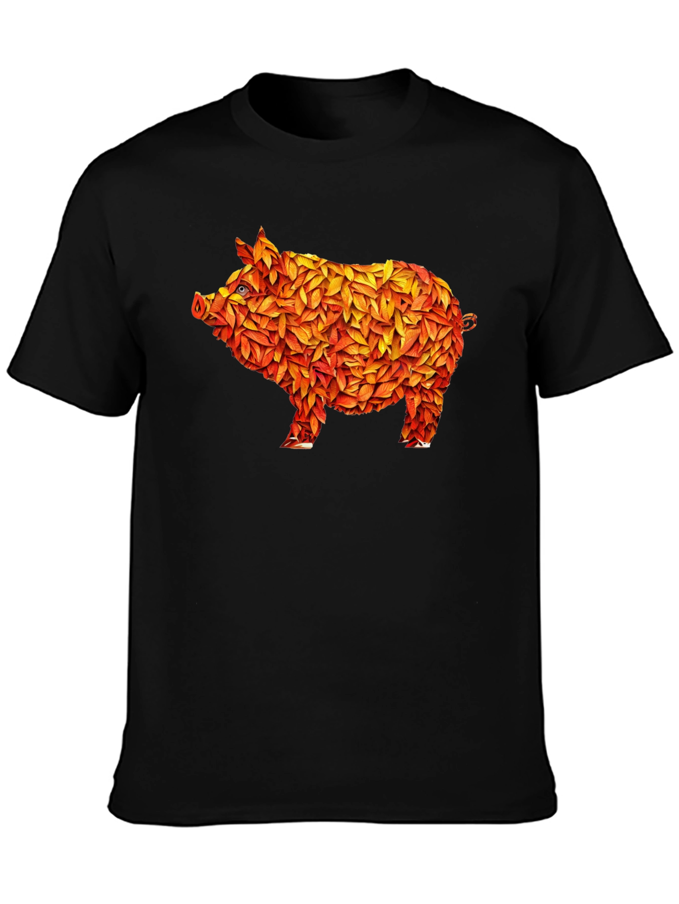Black Leaf Pig Graphic T-Shirt - Unique Design view 3