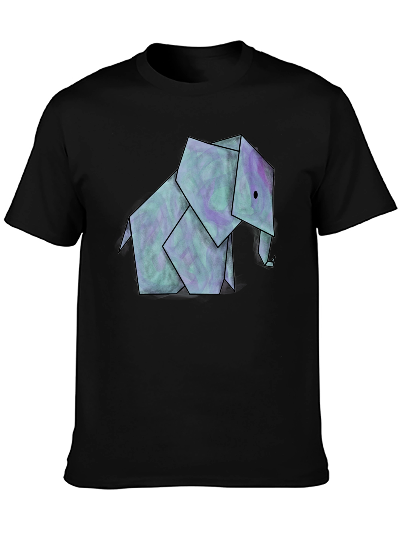 Black Origami Elephant Graphic Tee - Unique Design view 3