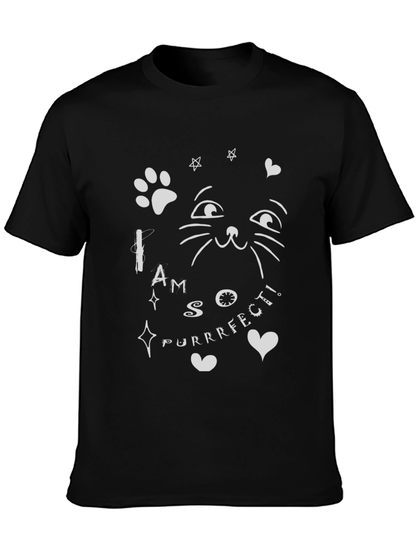 Black Purrfect Cat T-Shirt - Cute & Comfy Black Tee view 3