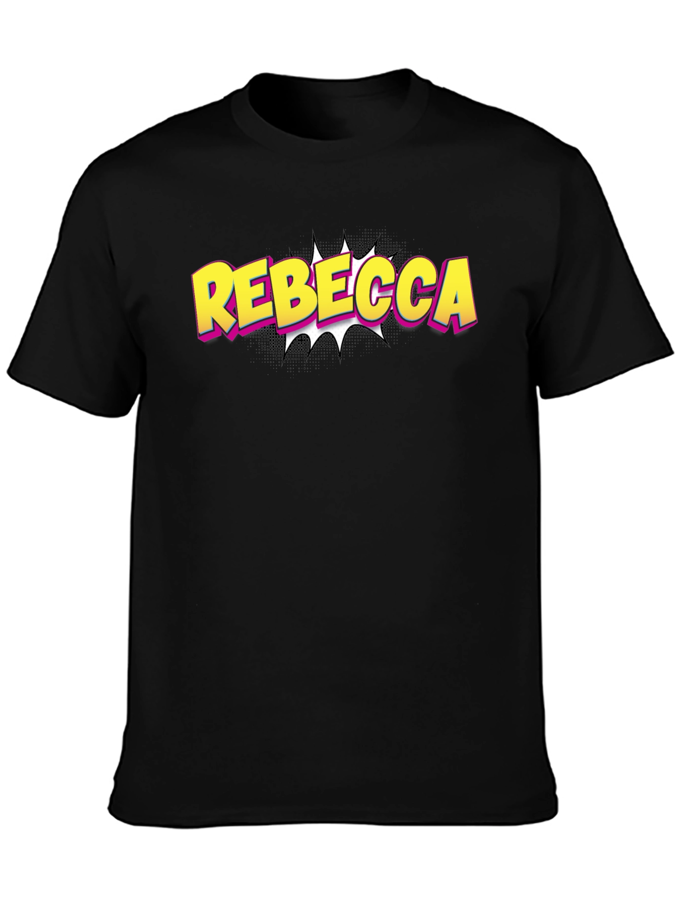 Black Rebecca Comic Style Black T-Shirt view 3