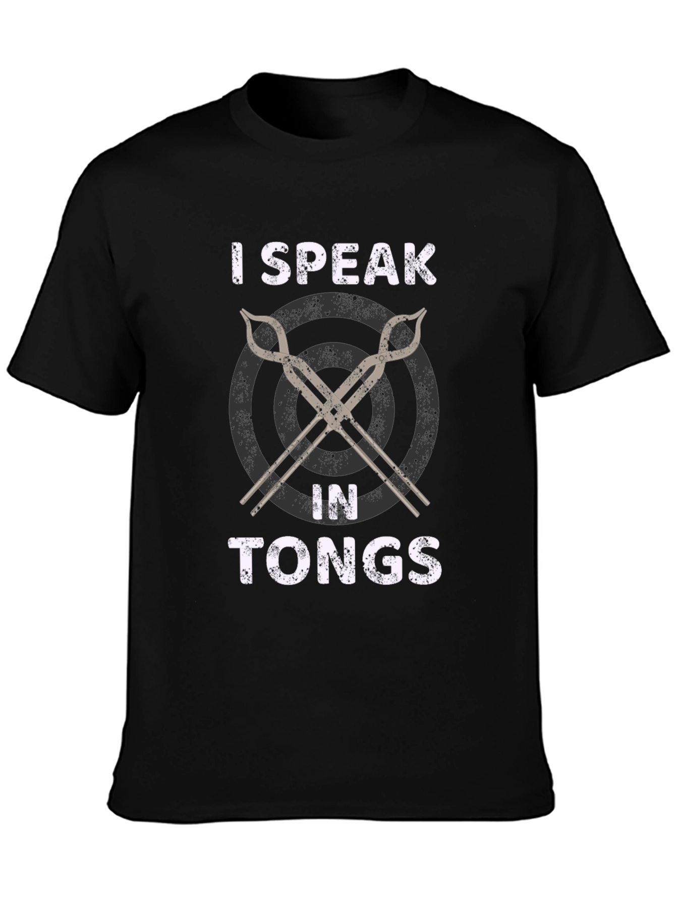 Black I Speak In Tongs Black T-Shirt view 3