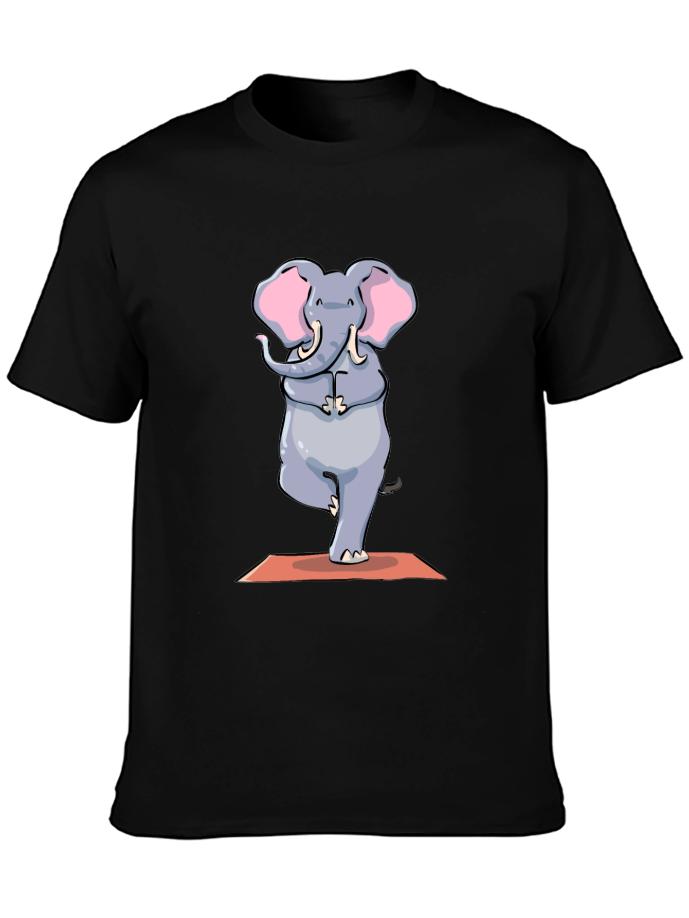 Black Yoga Elephant Graphic Tee - Black Cotton T-Shirt view 3