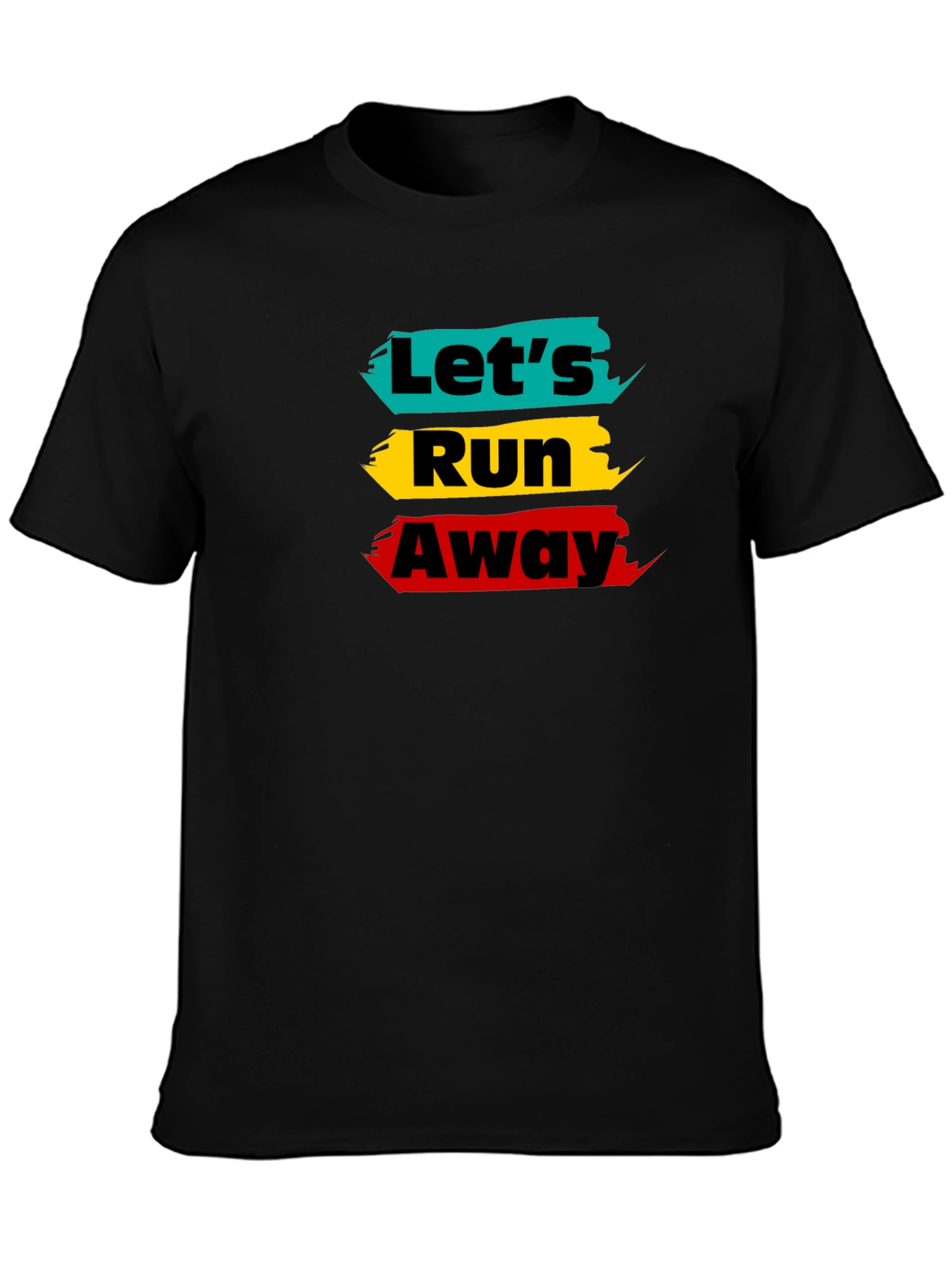 Black Let's Run Away Graphic Tee - Trendy Design view 3