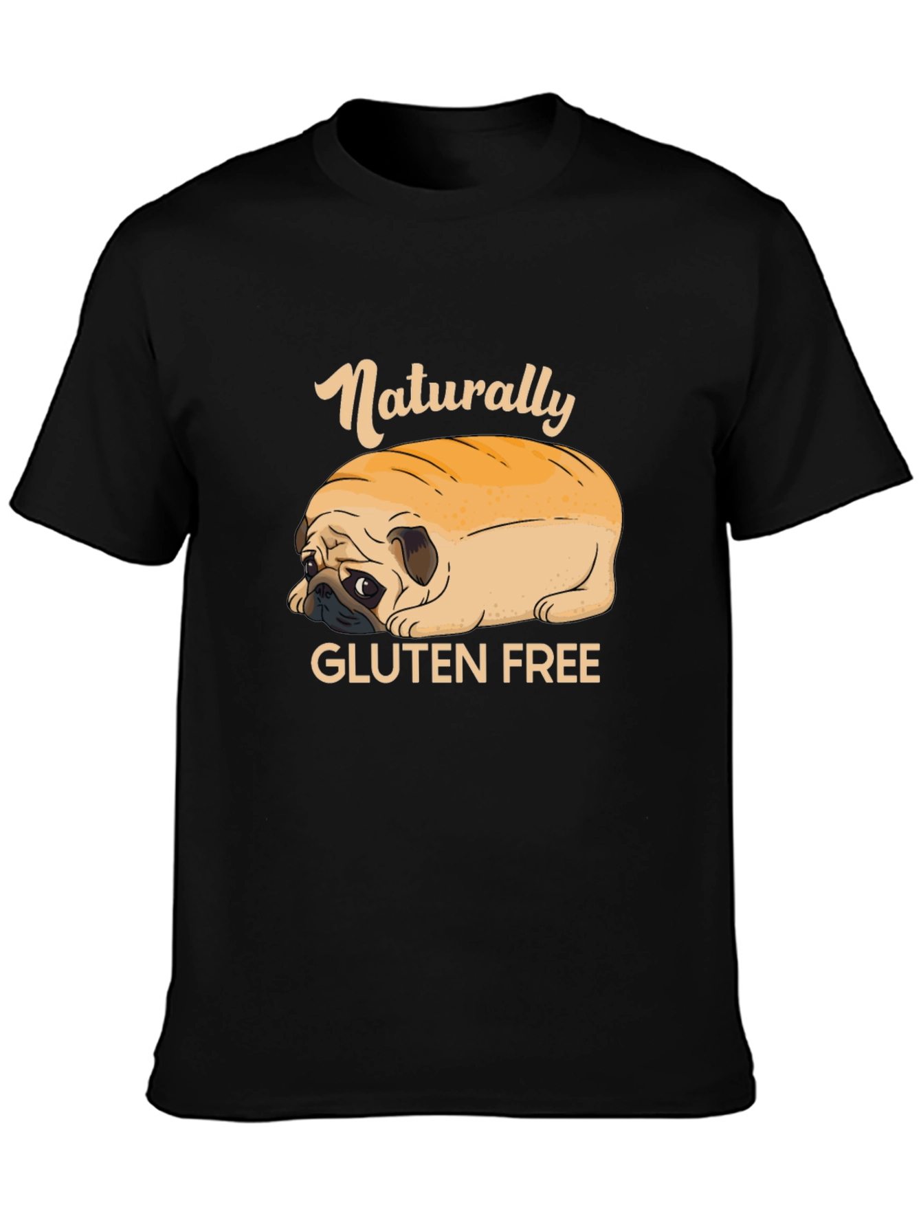Black Naturally Gluten Free Pug T-Shirt view 3